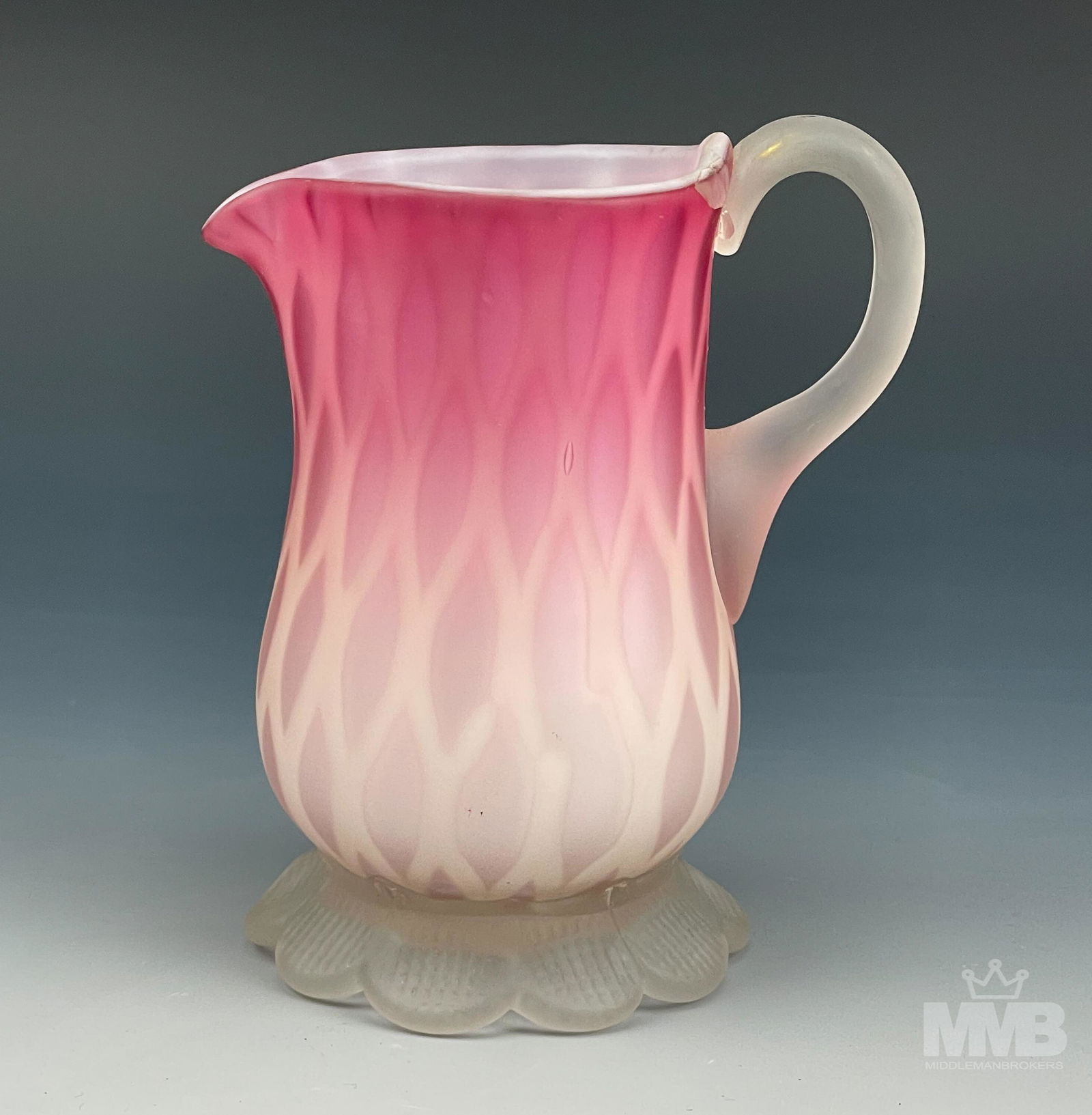 Mt Washington Pink Satin Glass Diamond Pitcher Jug (1 of 4)