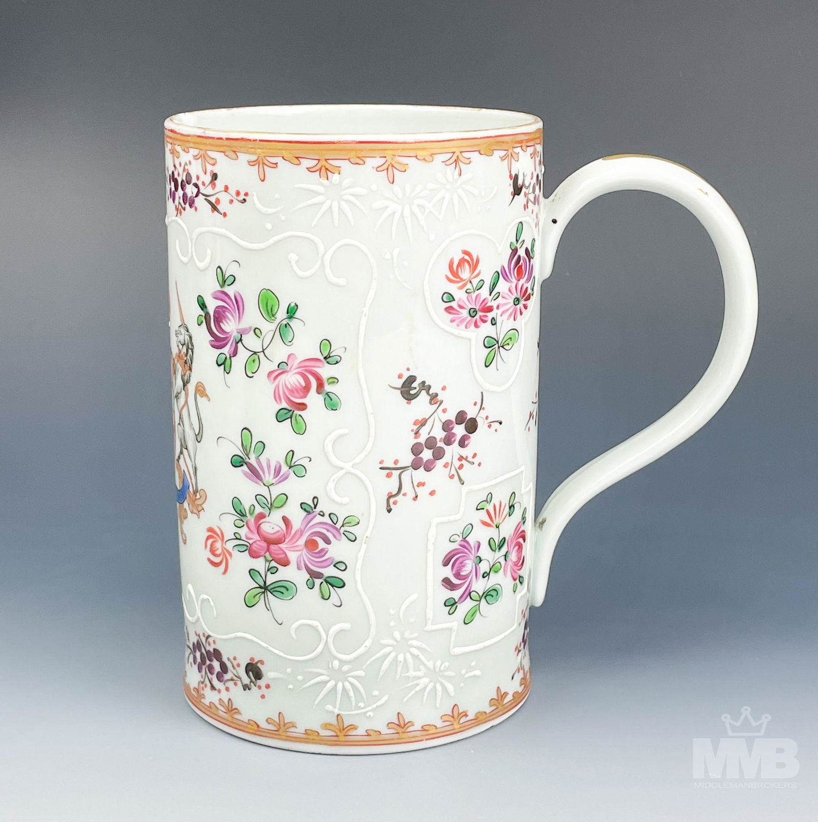 Antique 19C Samson Armorial Porcelain Tankard Mug (1 of 7)