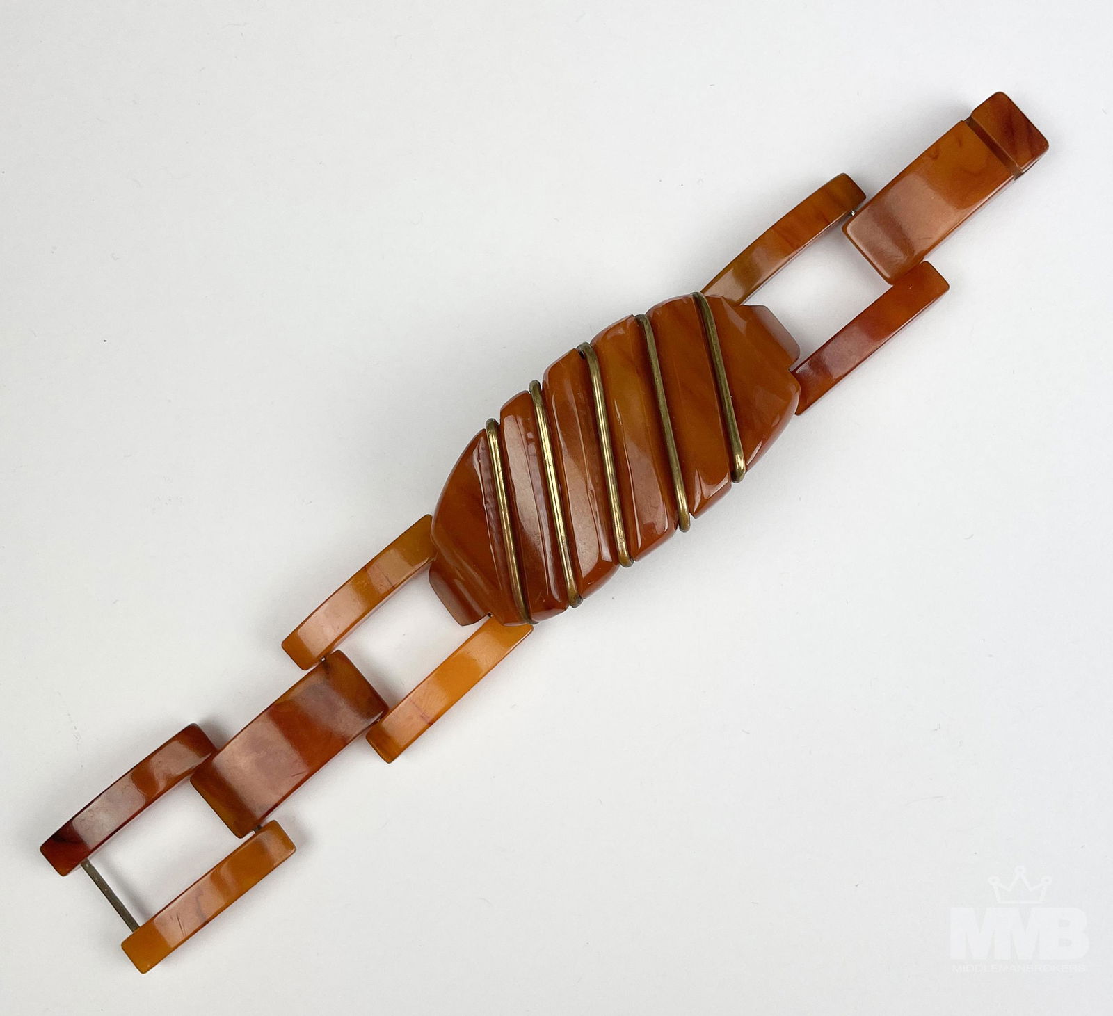 Art Deco Brown Marbled Bakelite Bangle Bracelet (1 of 2)