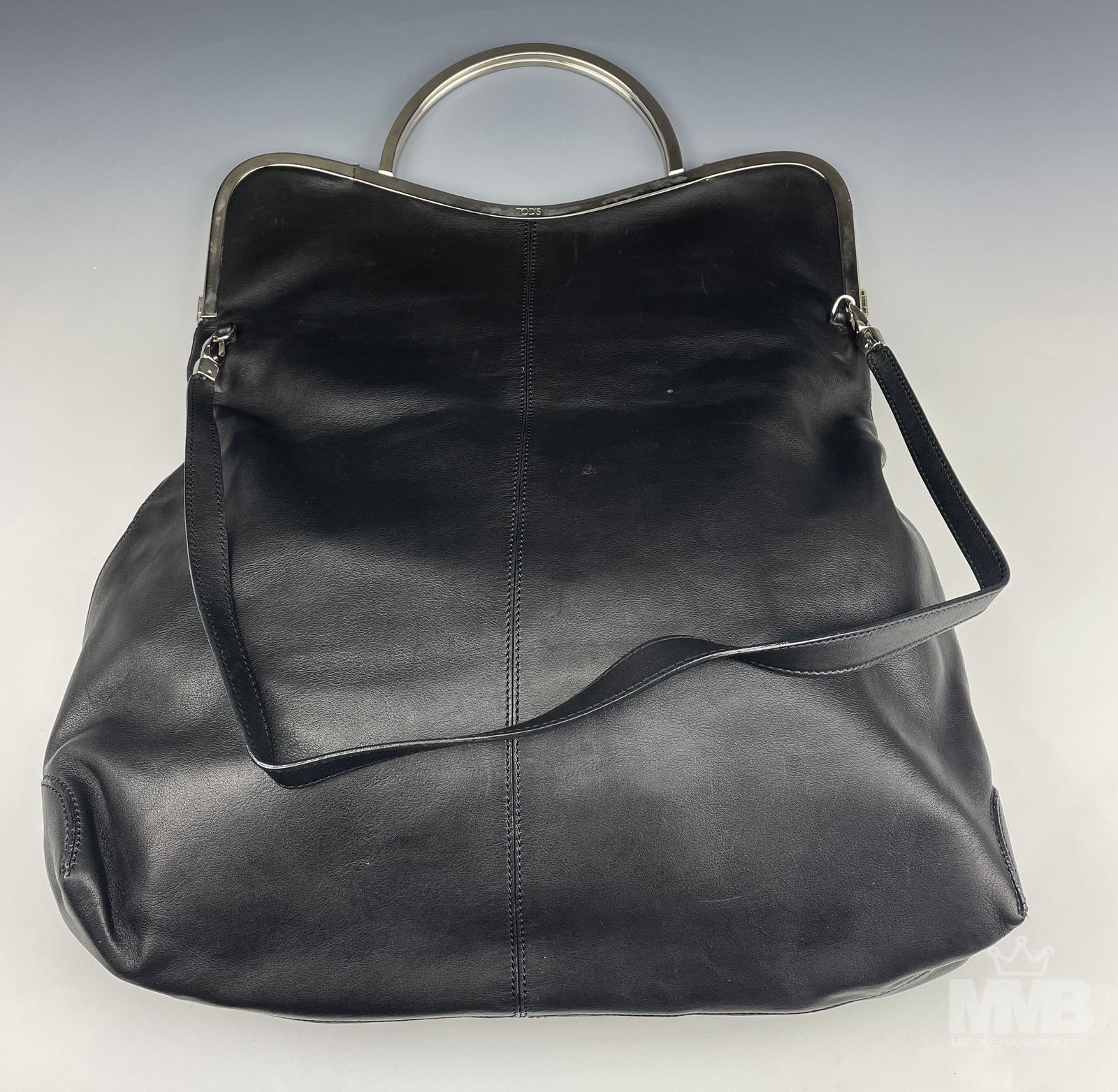 Tod's Black Leather Large Womens Handbag Purse Bag (1 of 5)