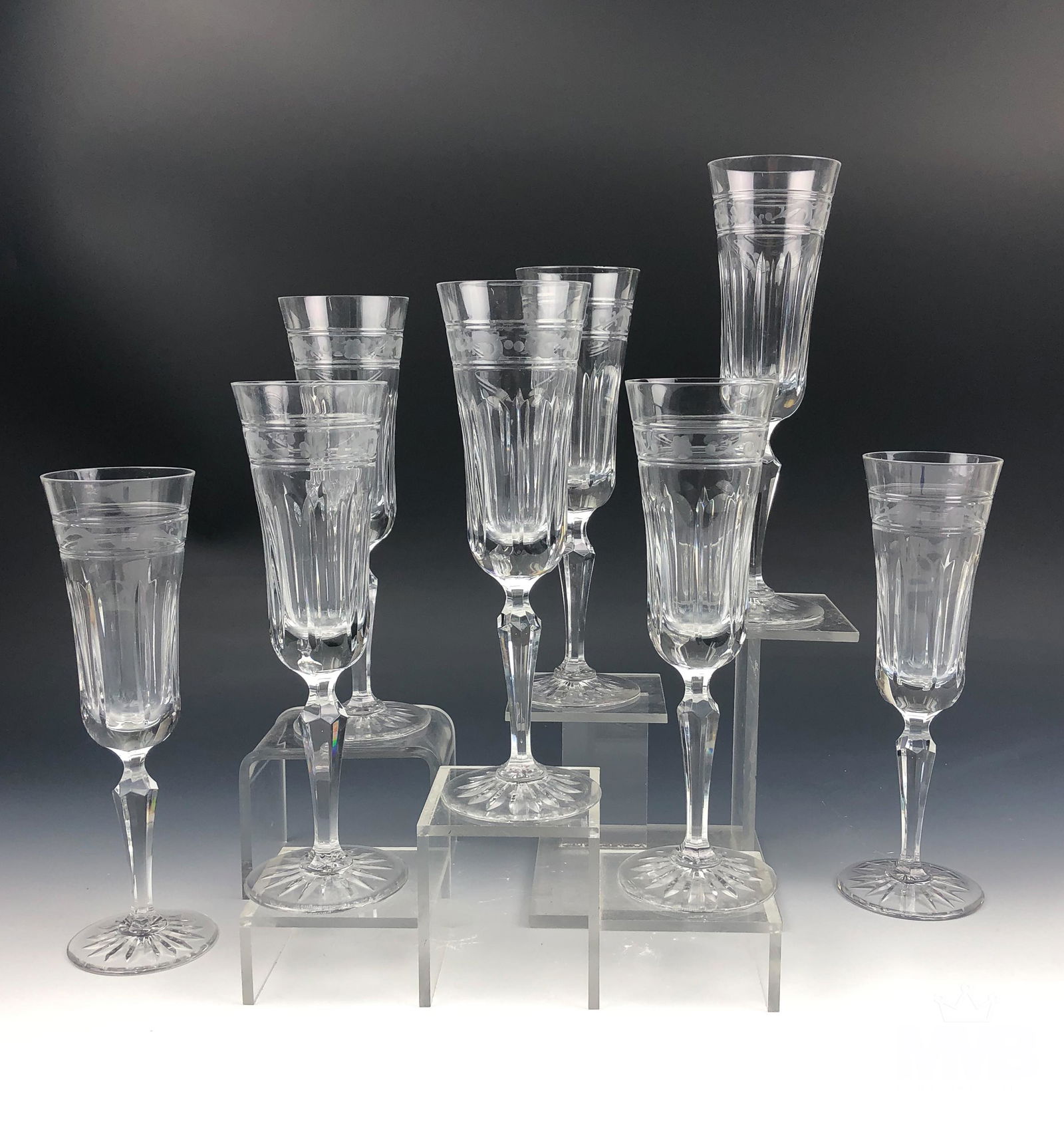 8 Wedgwood Crystal Monarch Fluted Champagne Goblet (1 of 7)