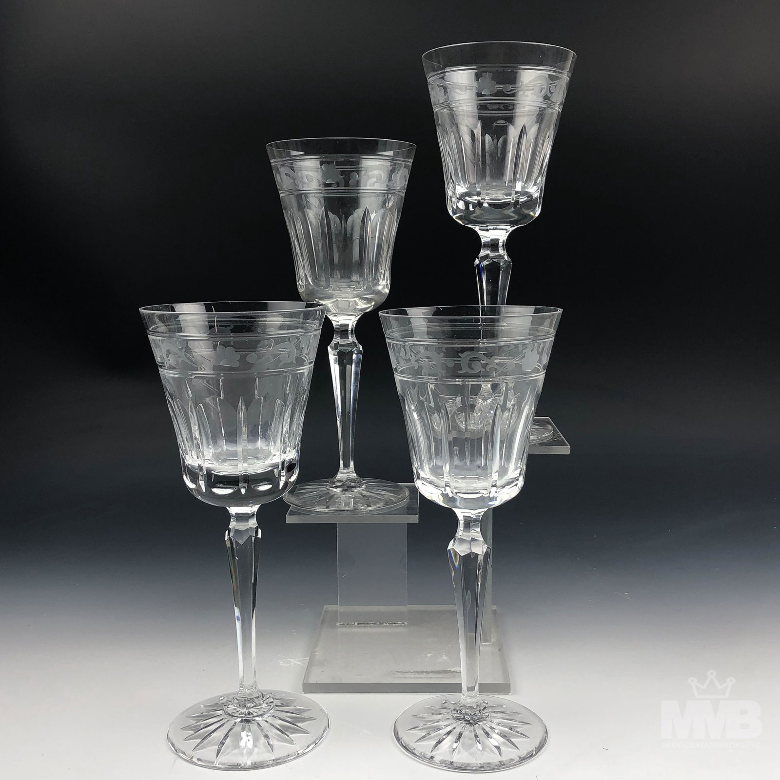 Set 4 Wedgwood Crystal Monarch Glass Water Goblets (1 of 5)