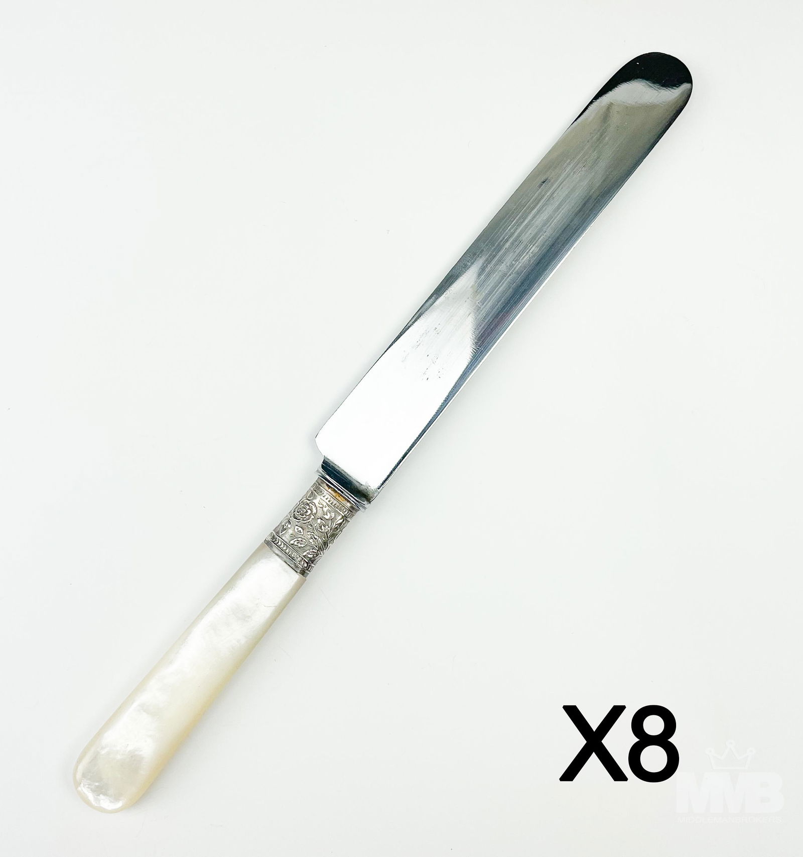 8 Sterling Silver Plate Mother Pearl Handle Knives (1 of 4)