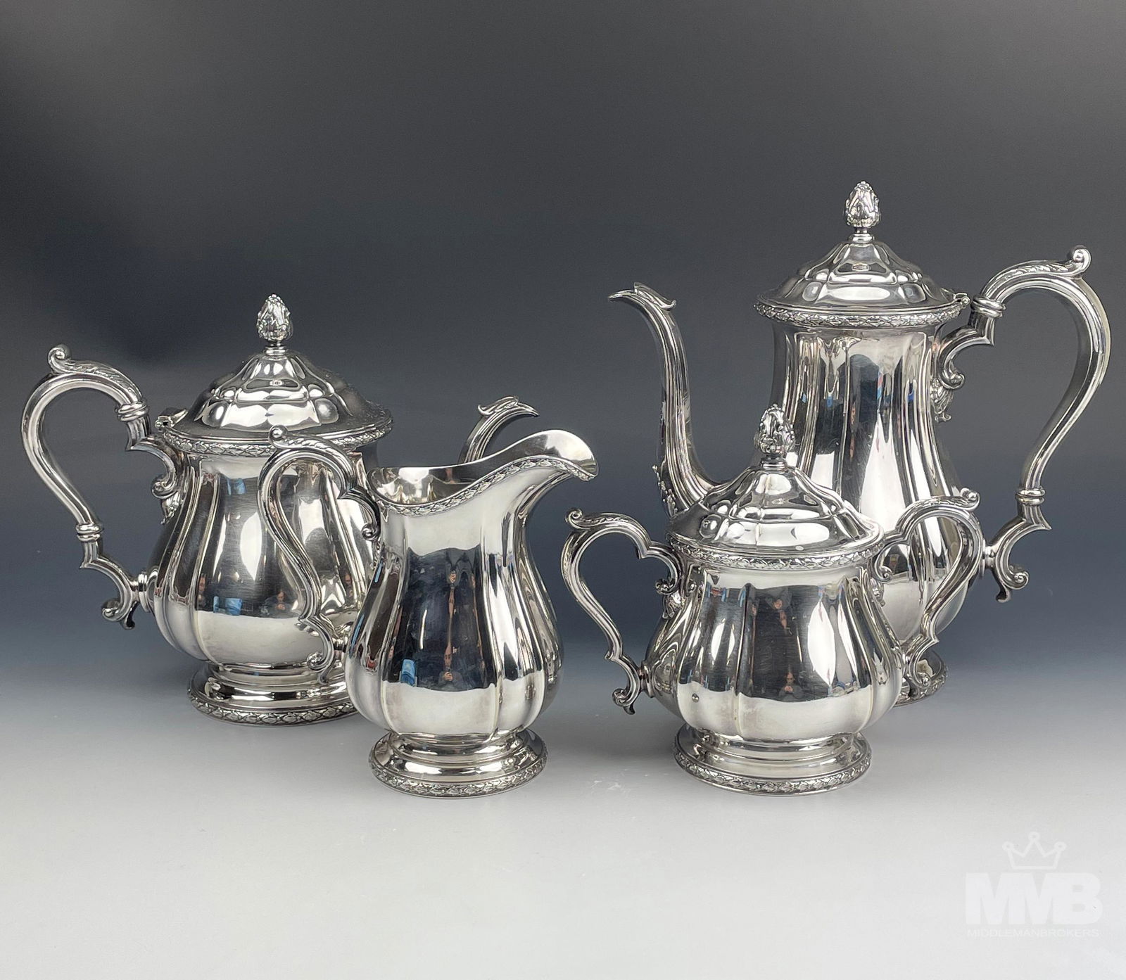 Gorham Silver Plate Tea Coffee Pot Creamer & Sugar (1 of 13)
