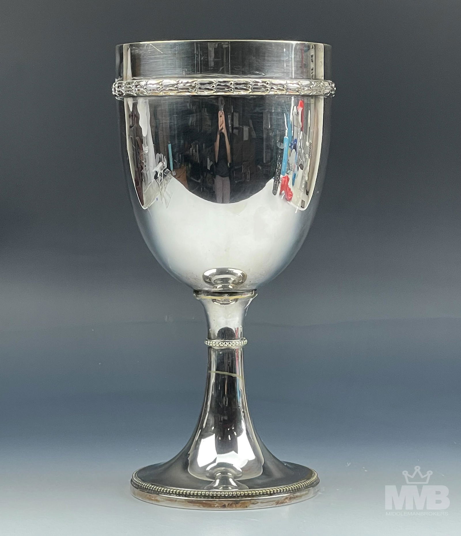 Antique Silver Plate OVERSIZED Chalice Goblet Cup (1 of 6)
