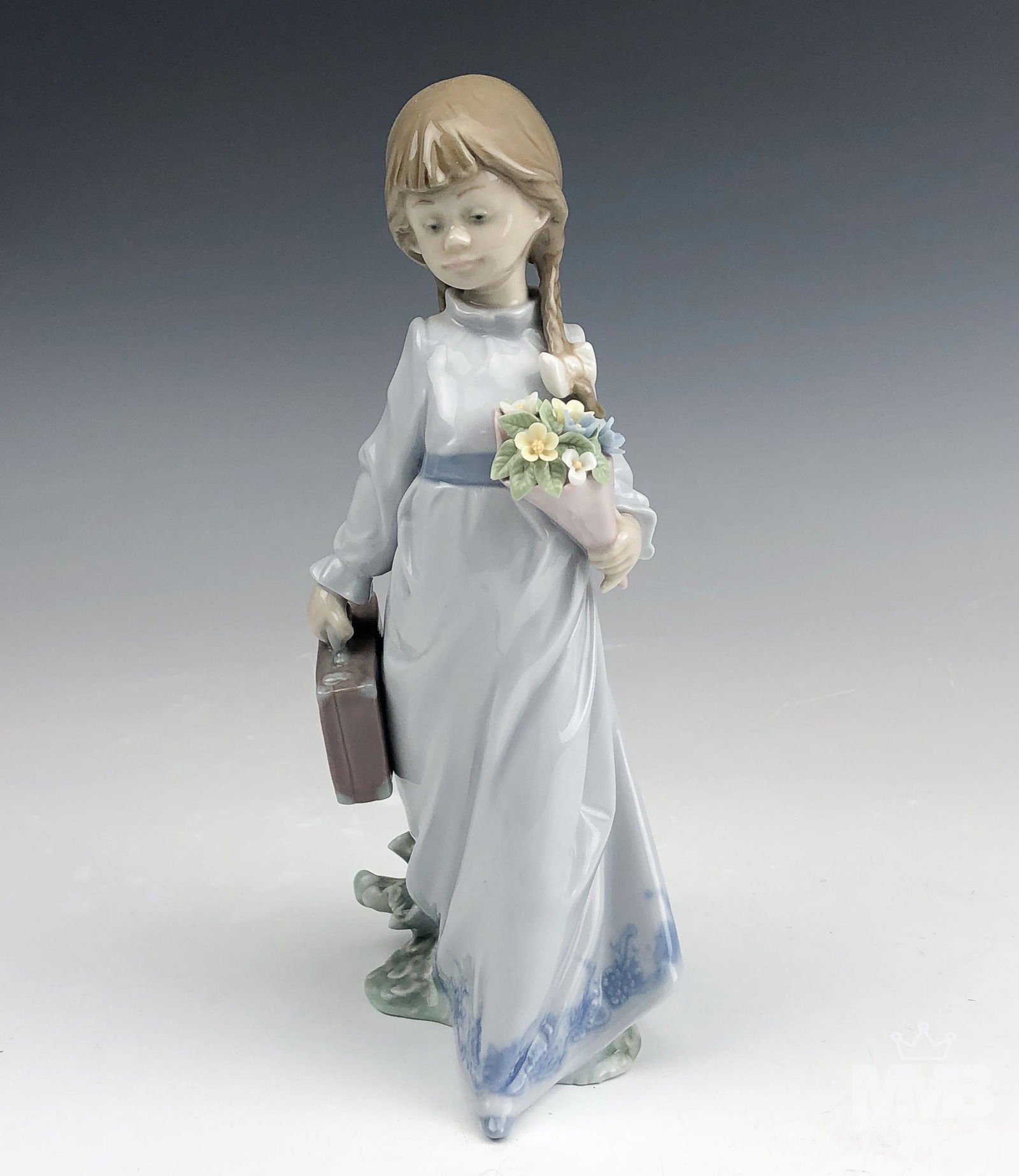 Lladro School Days #7604 Girl w/ Suitcase Figurine (1 of 6)
