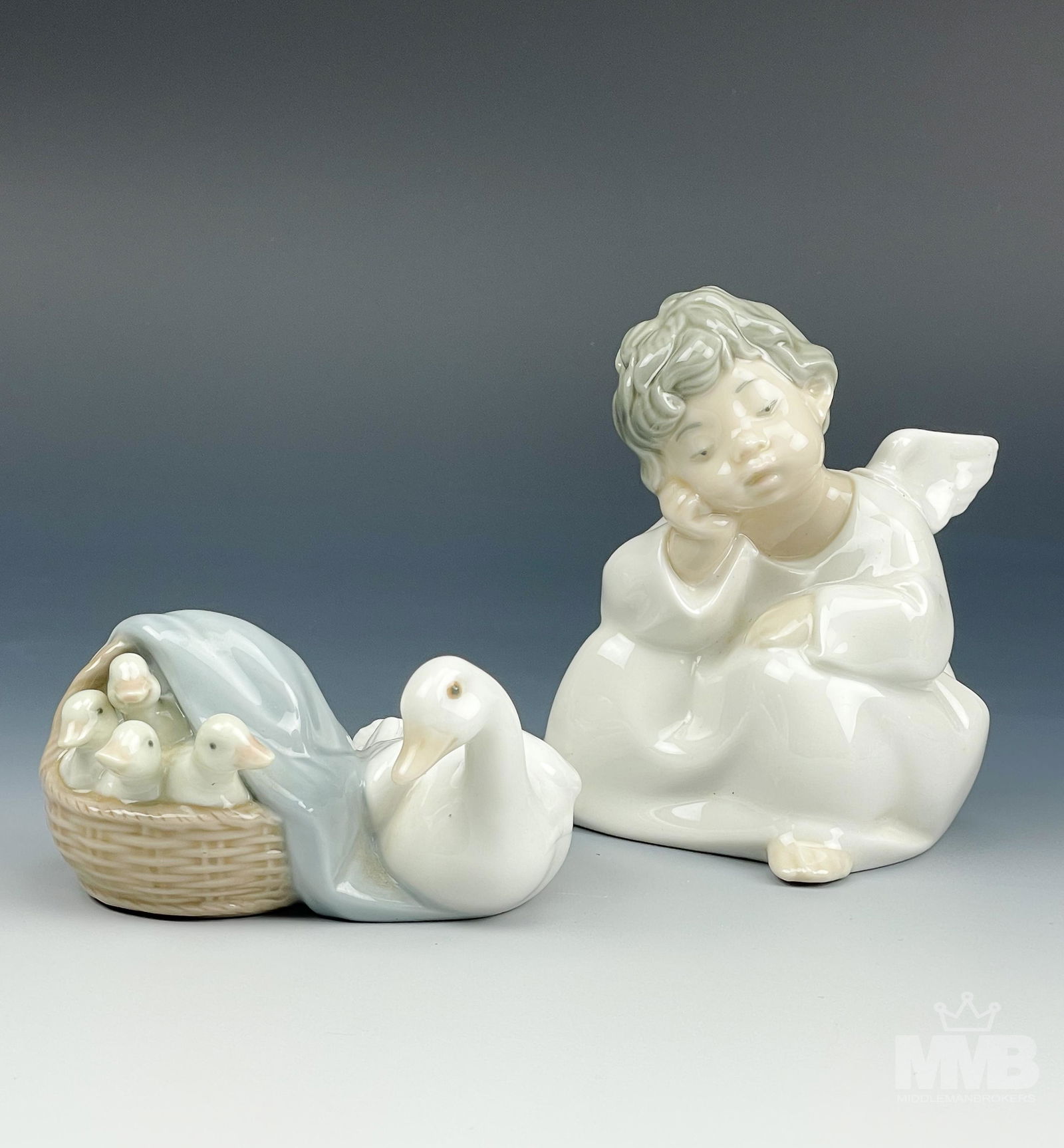 Lladro Angel Thinking & Ducks Porcelain Figurines (1 of 6)