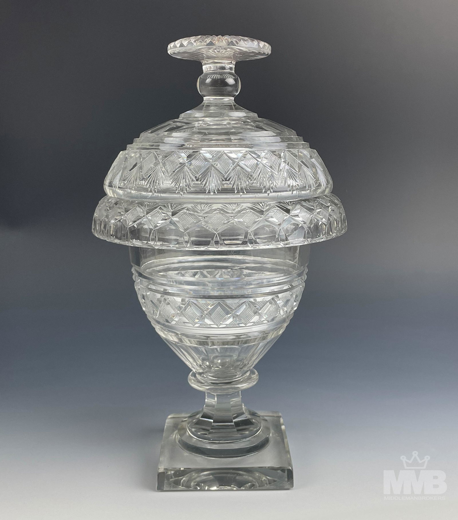 Cut Crystal Diamond Quilt & Fan Lidded Glass Jar (1 of 7)