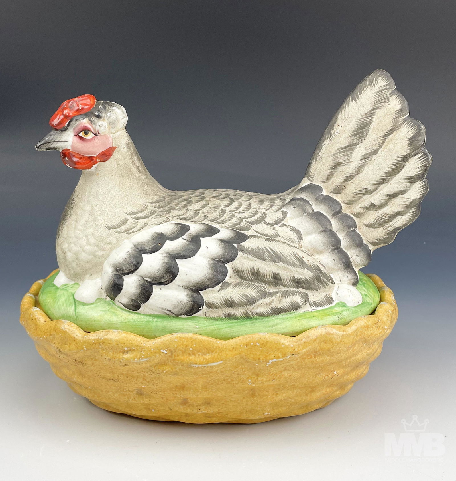 Antique Staffordshire Nesting Hen on Basket Tureen (1 of 9)