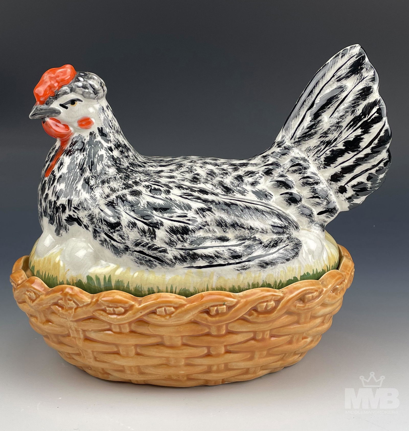 Antique Staffordshire Nesting Hen on Basket Tureen (1 of 7)