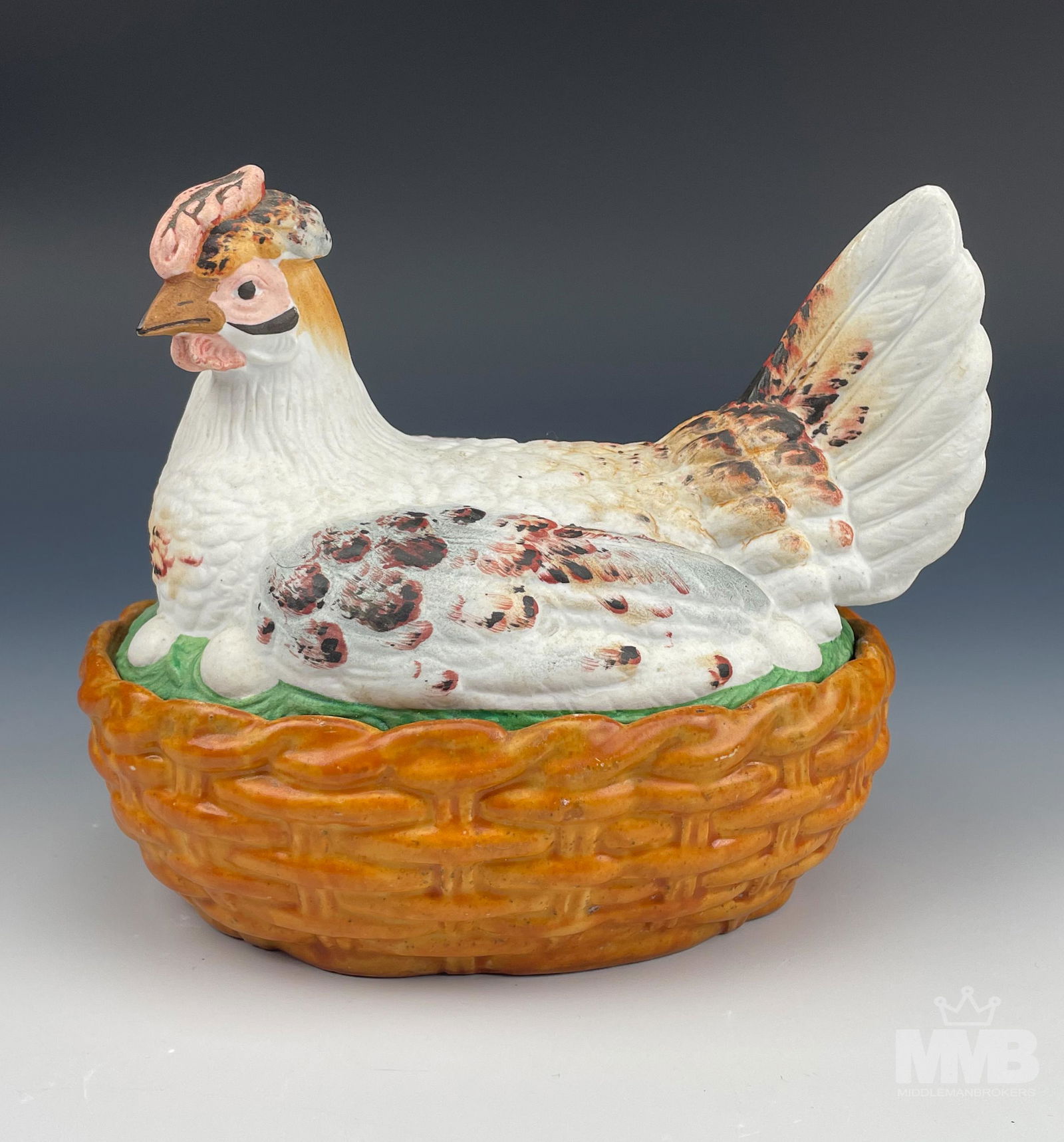 Antique Staffordshire Nesting Hen on Basket Tureen (1 of 9)