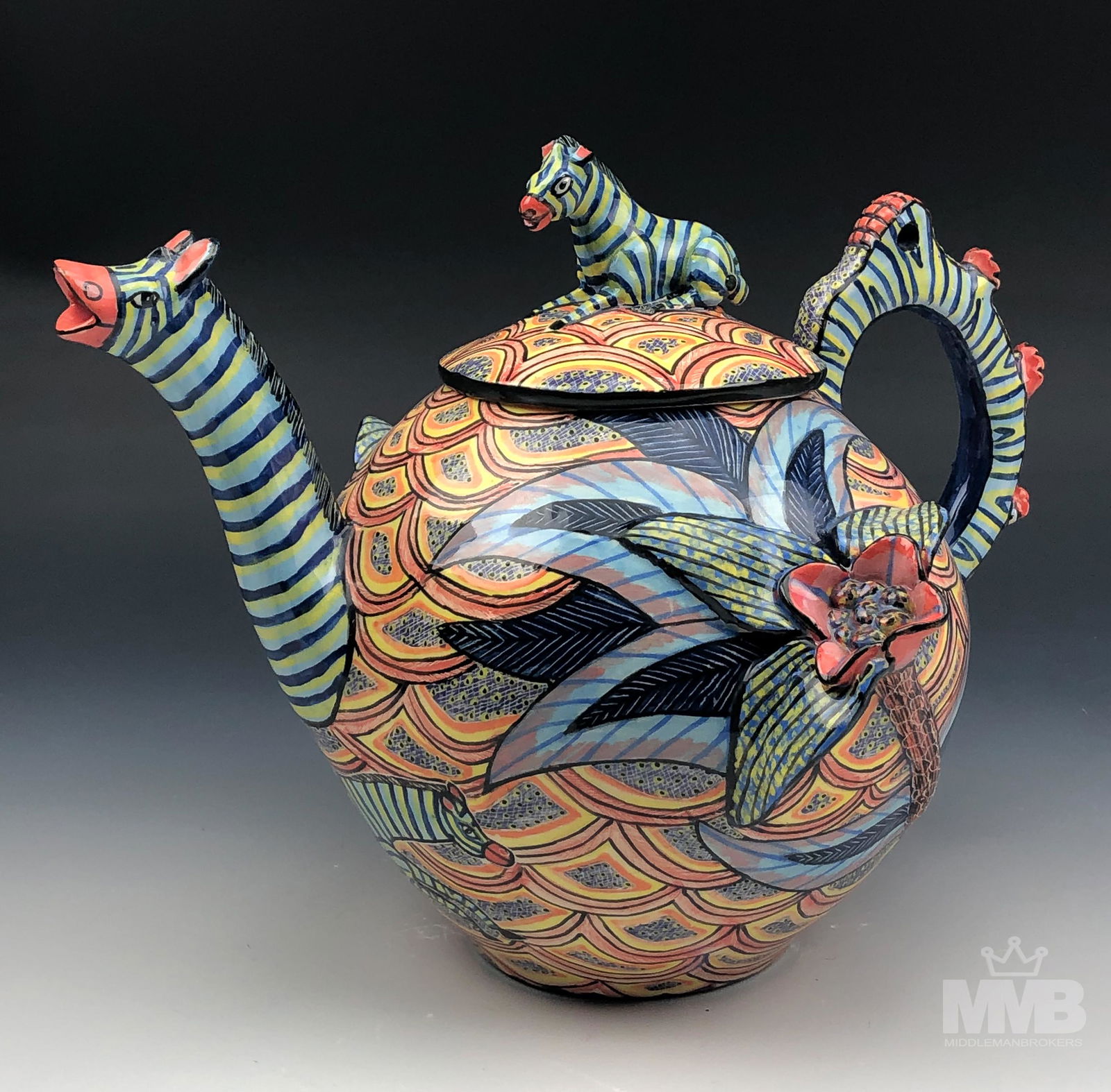 Ardmore Ceramic Studio Pottery Zebra Orchid Teapot (1 of 8)