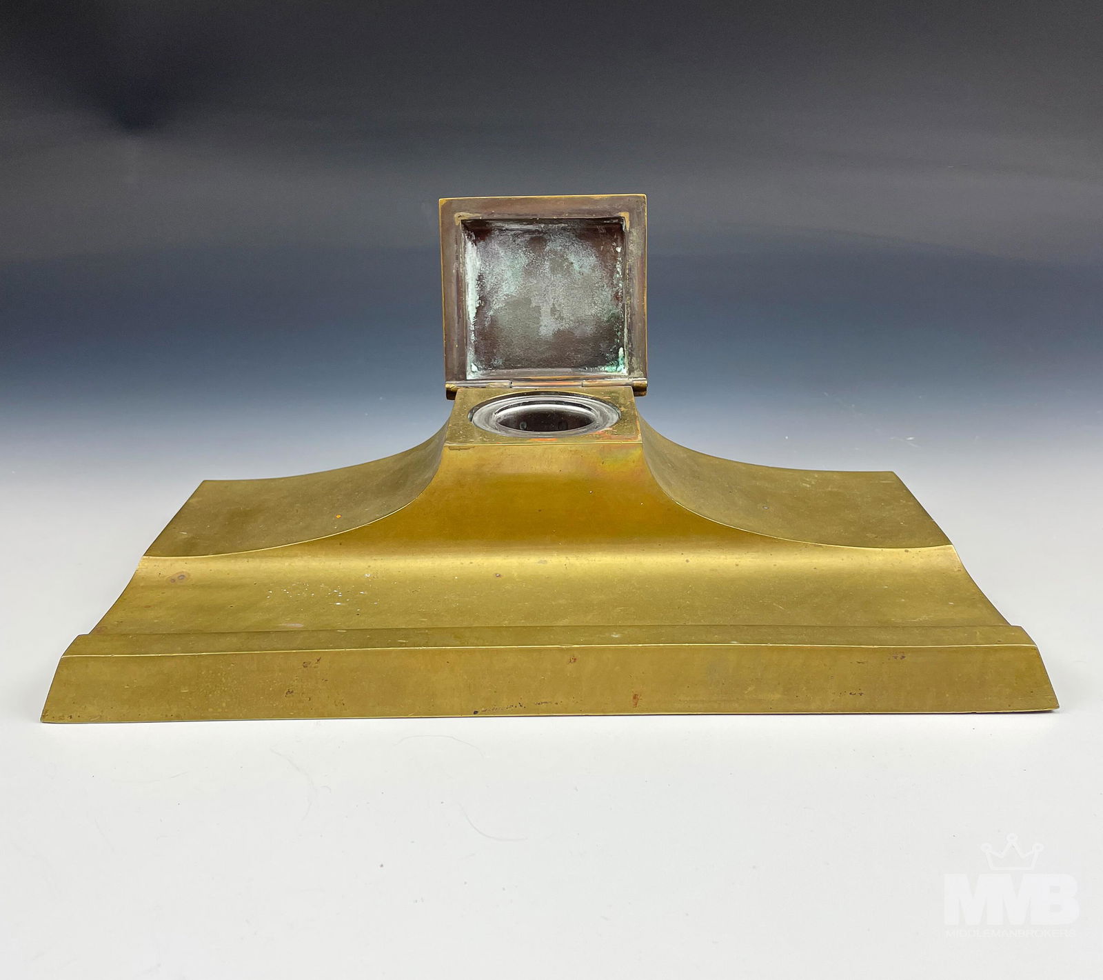 Antique Bronze & Cast Iron Art Deco Desk Inkwell (1 of 4)