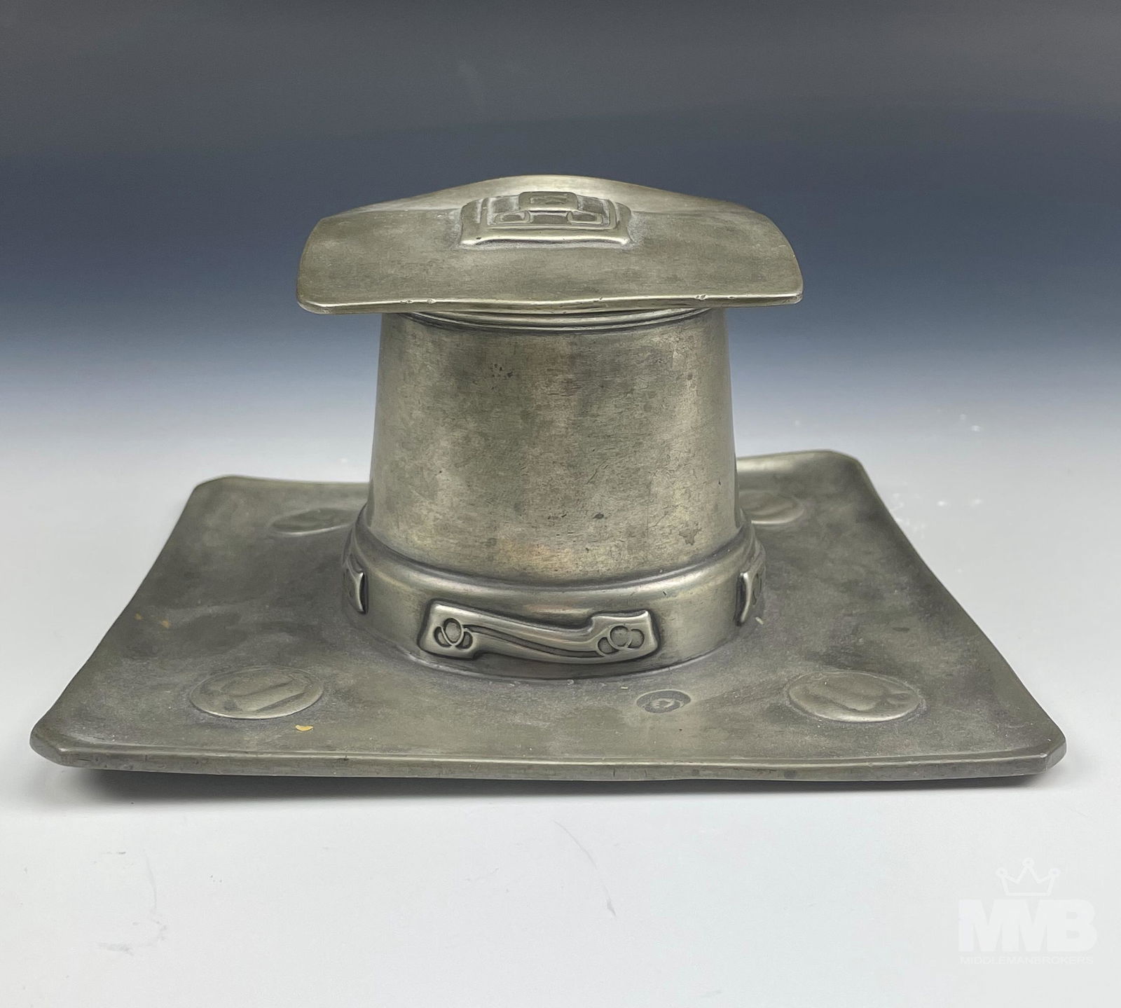 Antique Knox Tudric Arts & Crafts Pewter Inkwell (1 of 5)