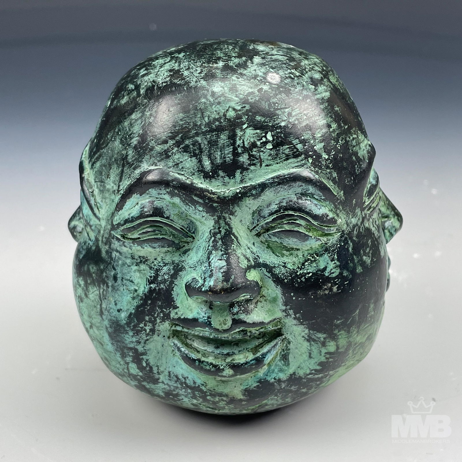 Chinese Patinated Bronze 4 Head Buddha Sculpture (1 of 5)