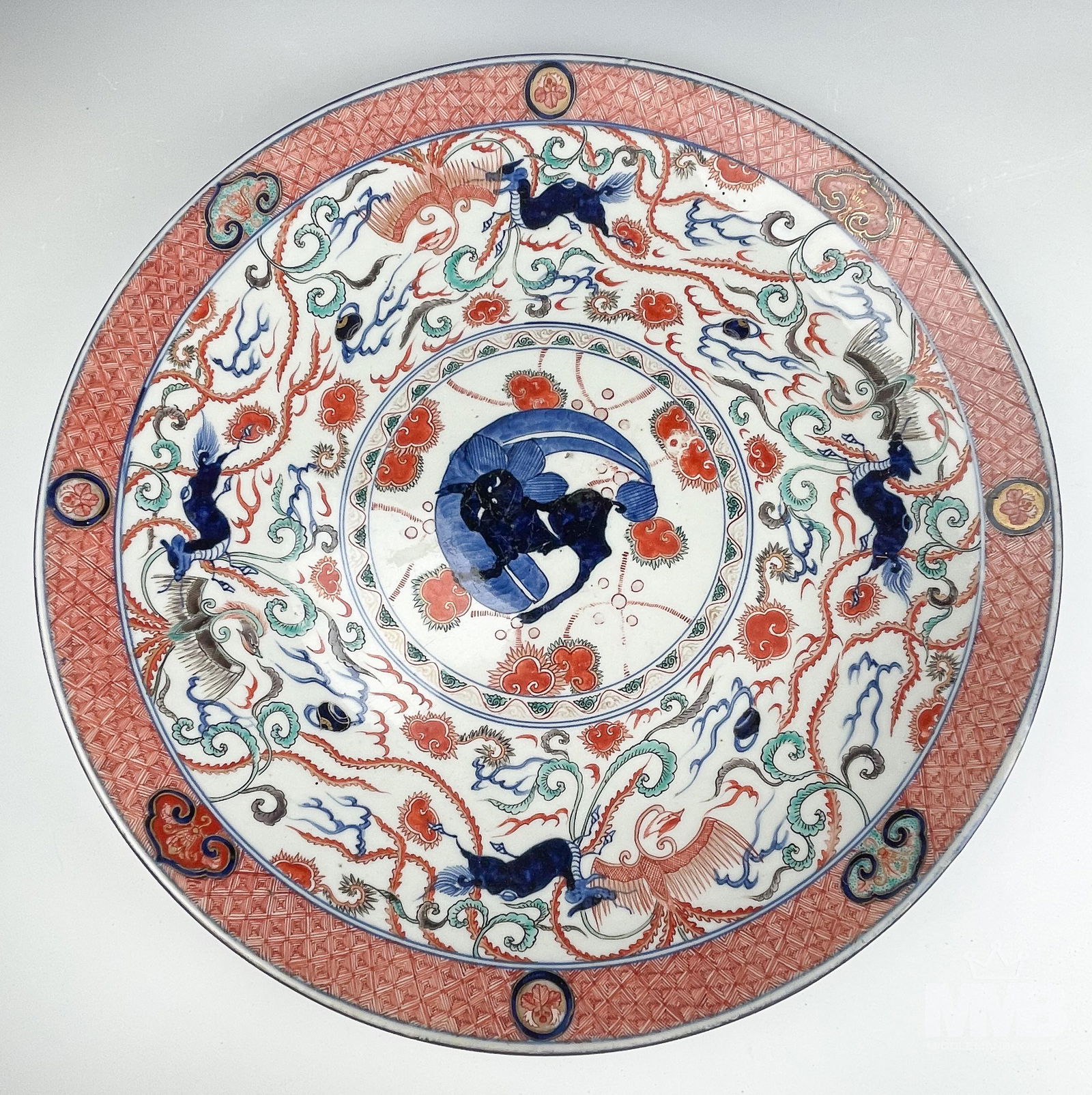 LARGE Chinese Export Porcelain Dragon Bird Charger (1 of 3)