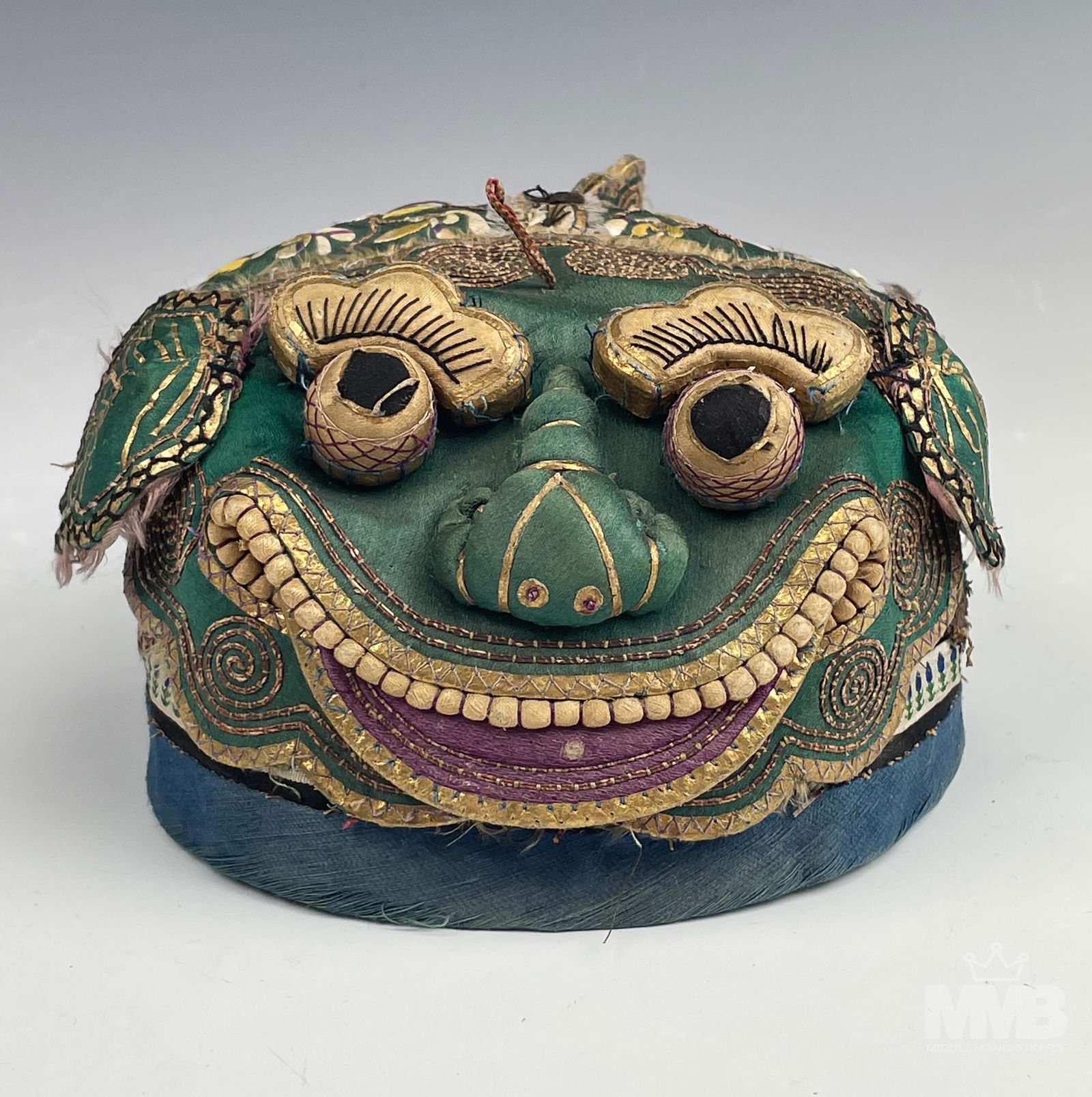 Antique Chinese Silk Embroidered Needle Work Cap (1 of 5)