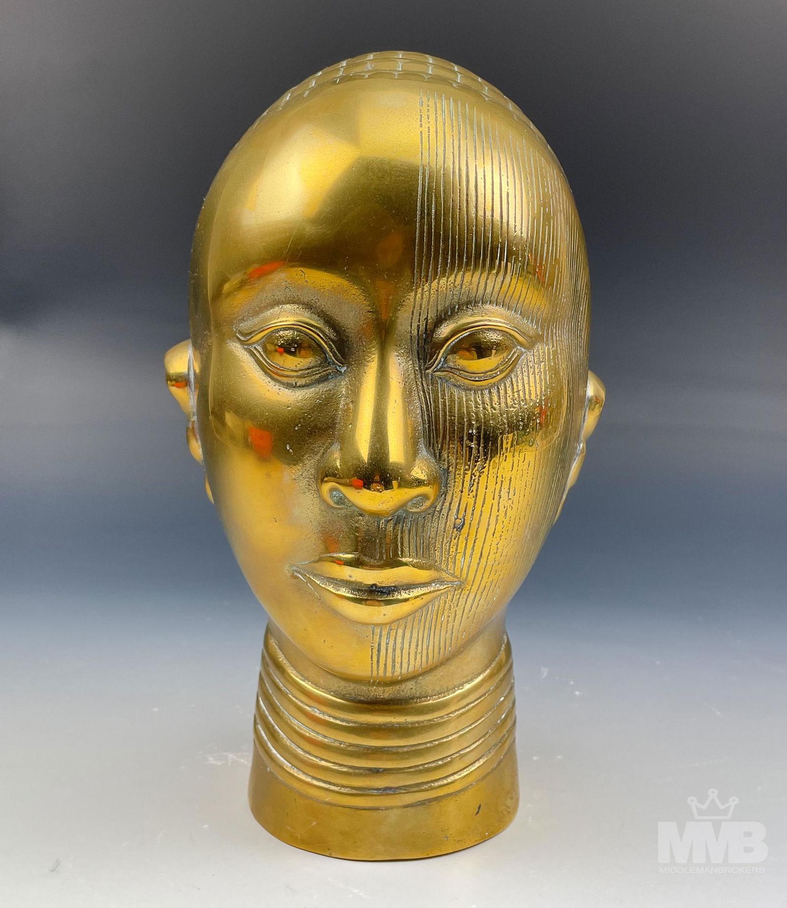 Southeast Asian 9" Brass Bust Head Sculpture (1 of 5)