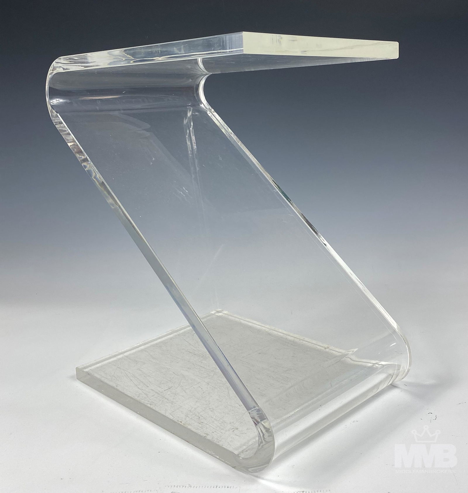 Mid Century Modern Clear Lucite Z Form Side Table (1 of 5)