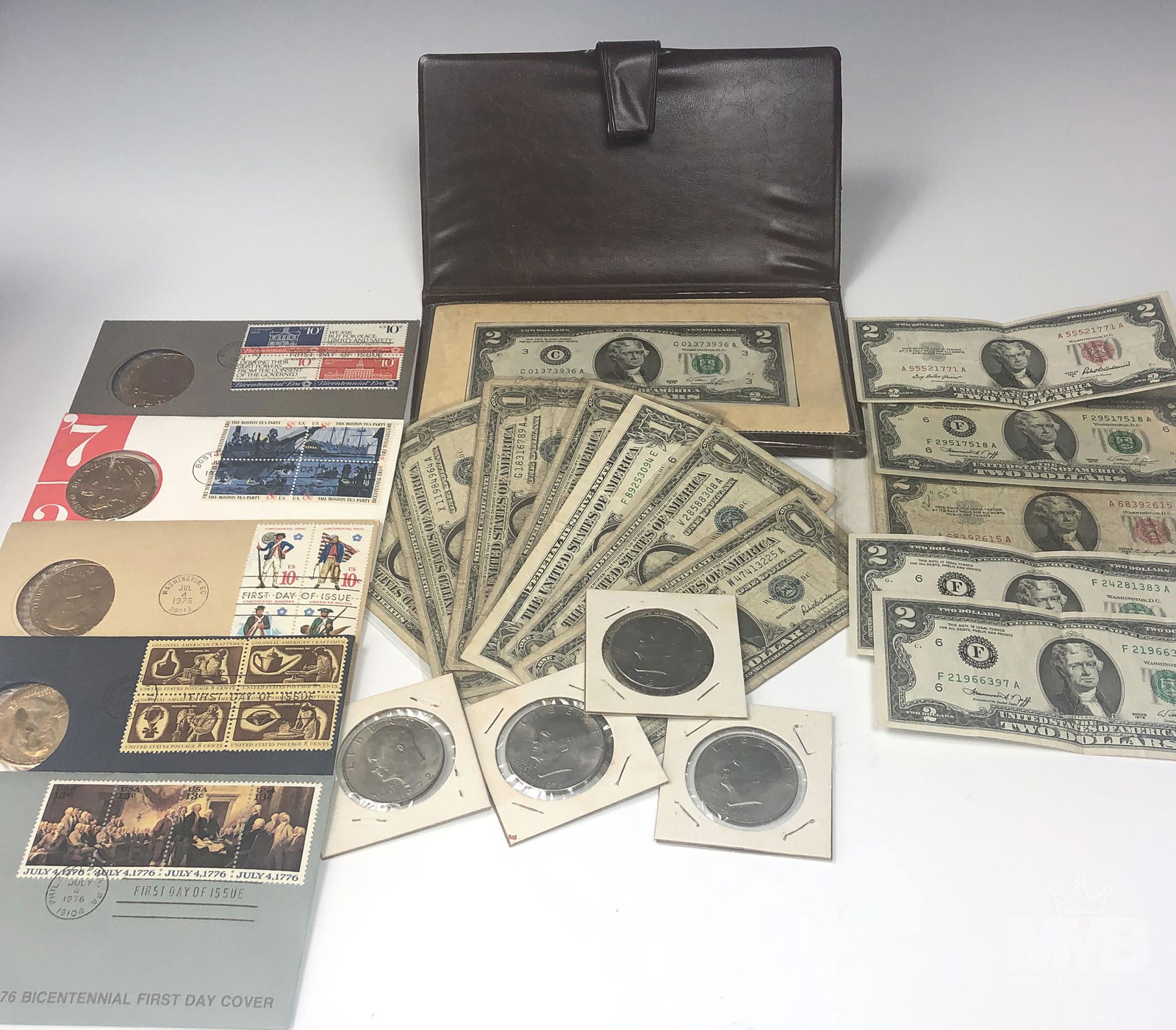 Lot Bicentennial 1st Day Cover, $1 $2 Dollar Bills (1 of 16)