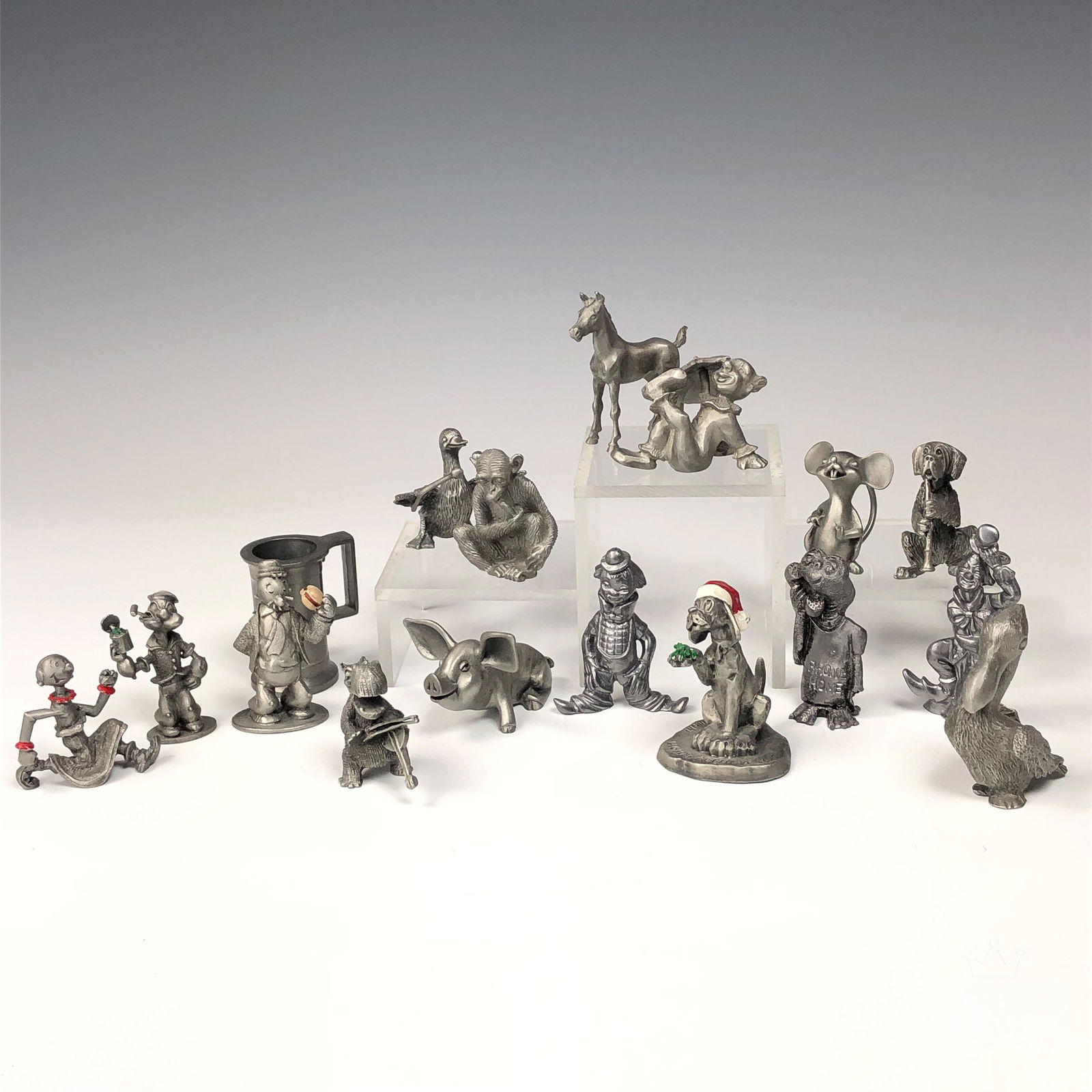 17 Mini Clown Dog Bird Monkey ET Pewter Figurines (1 of 7)