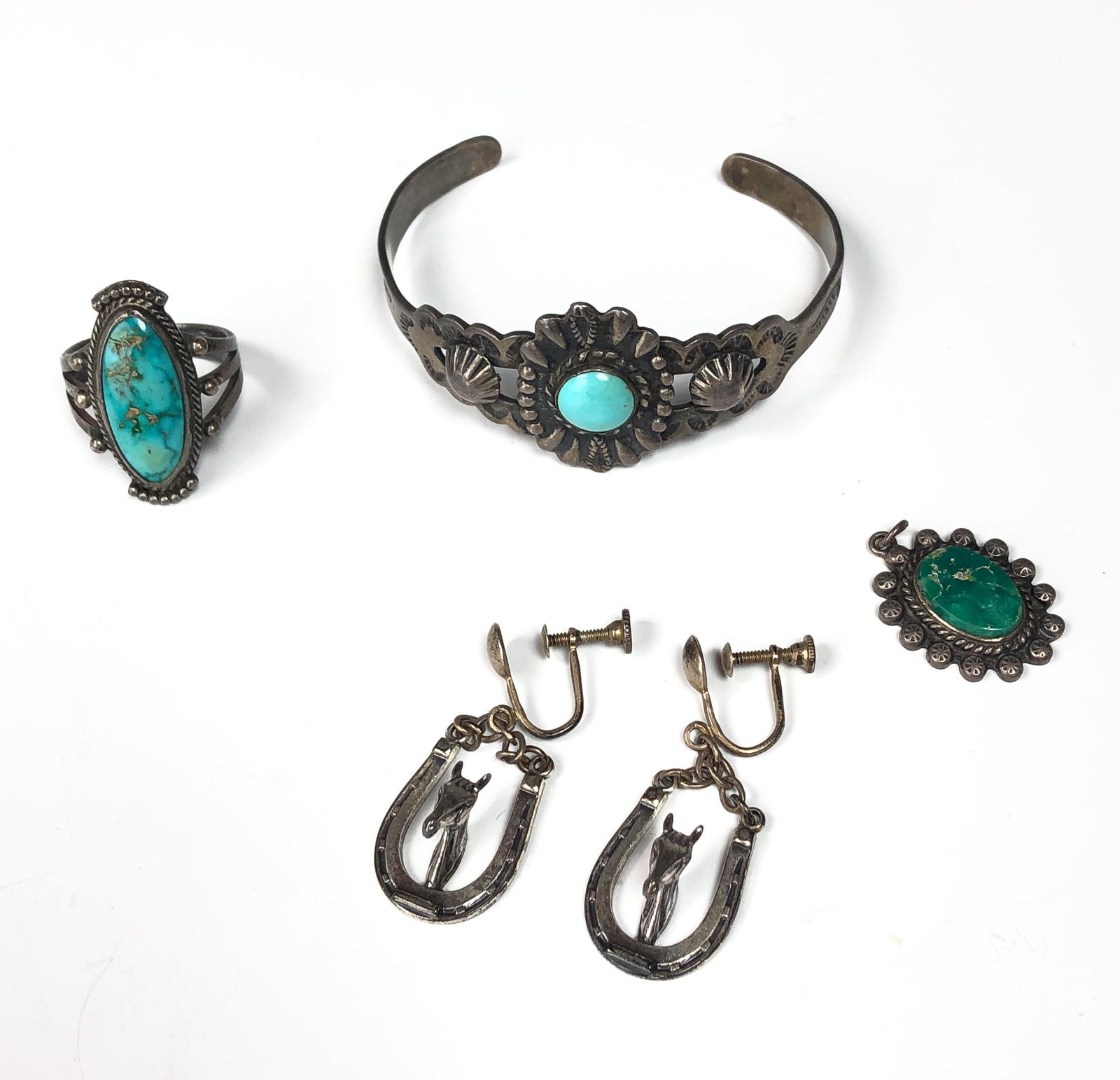 American Indian Sterling Ring Bracelet Earrings (1 of 5)