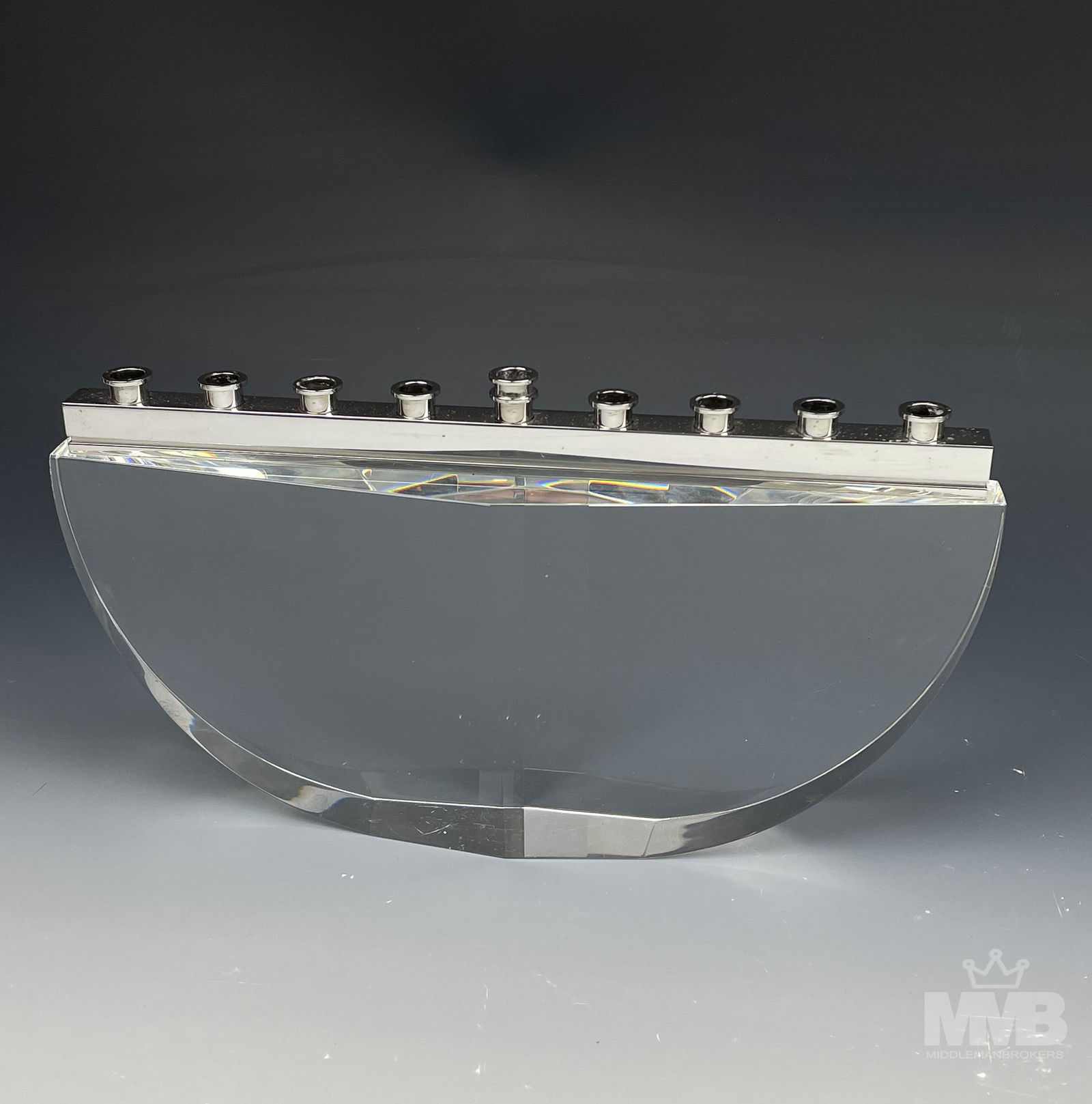 Steuben Crystal Menorah Judaica Glass Candleholder (1 of 5)