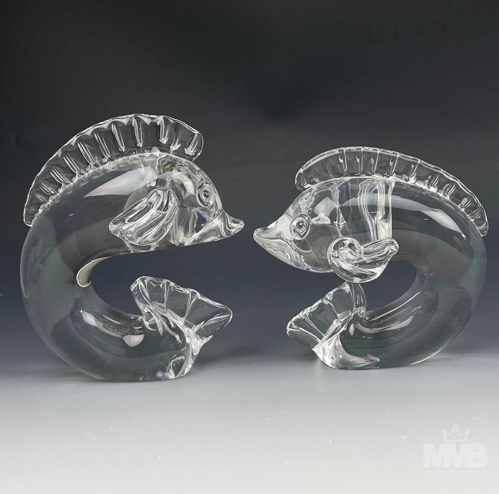 Steuben Crystal Dolphin Art Glass Fish Sculptures (1 of 6)