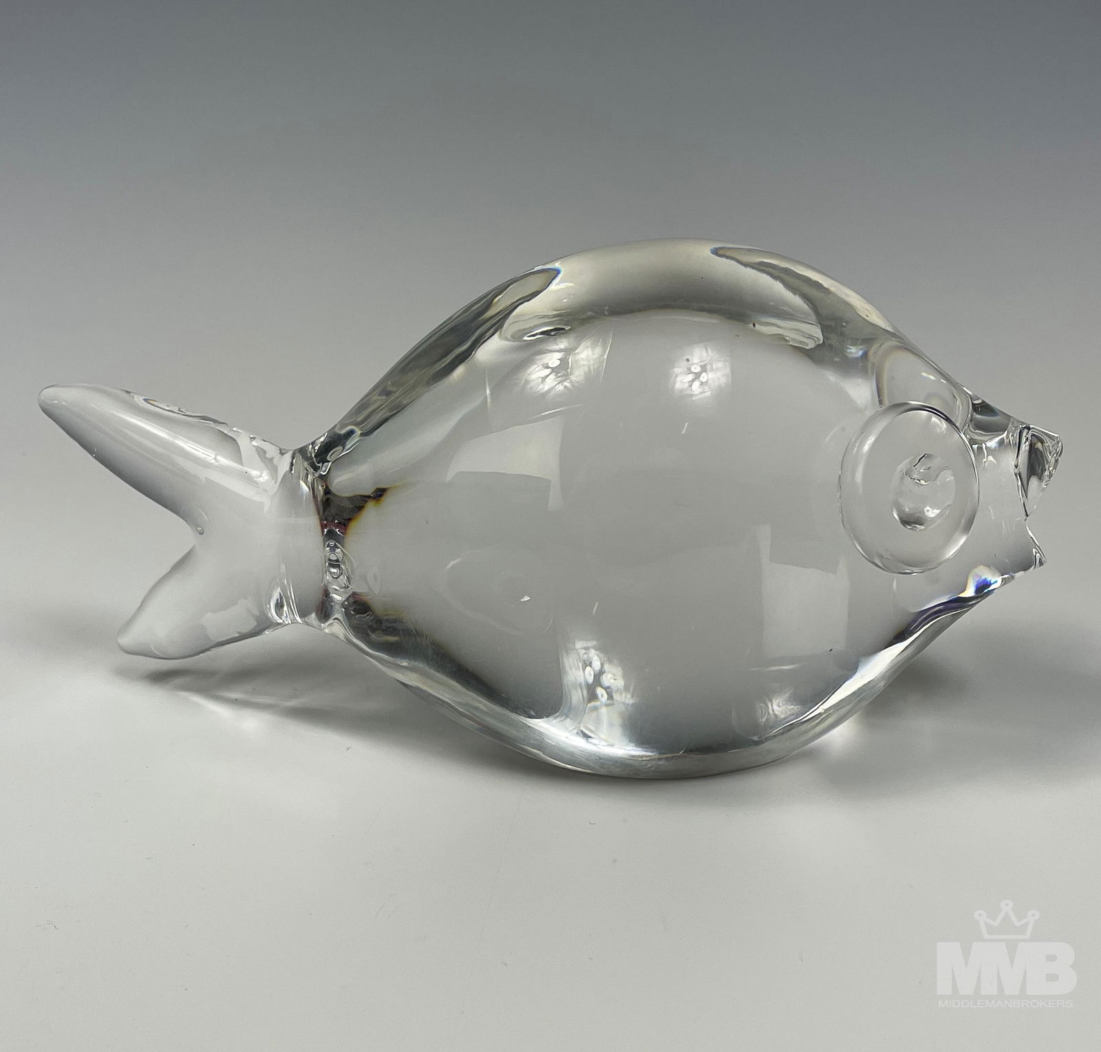 Steuben Crystal Blowfish #8107 Art Glass Sculpture (1 of 5)