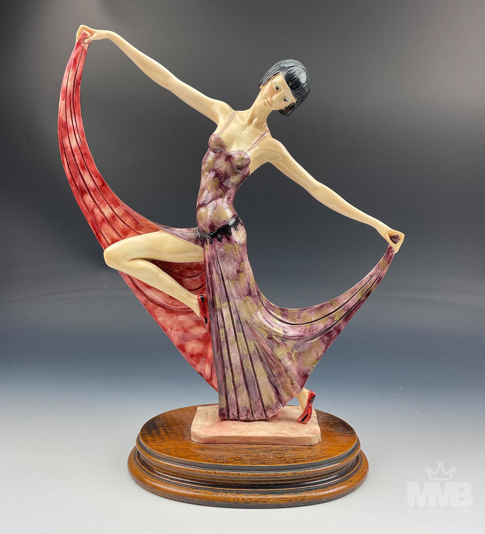 Santini Italian Art Deco Flapper Dancer Sculpture (1 of 6)