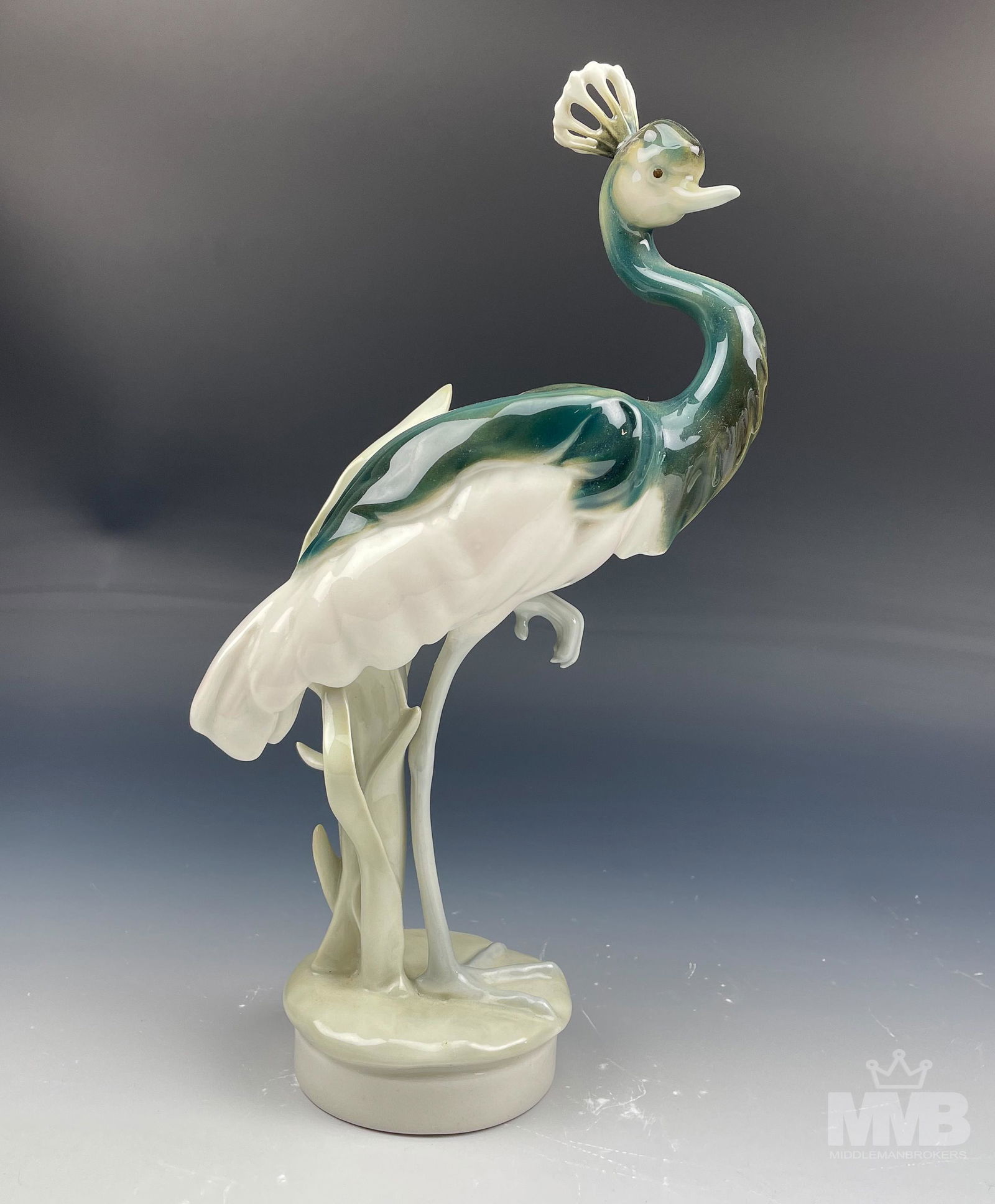 Royal Dux Bohemian Czech Ceramic Crane Figurine (1 of 5)