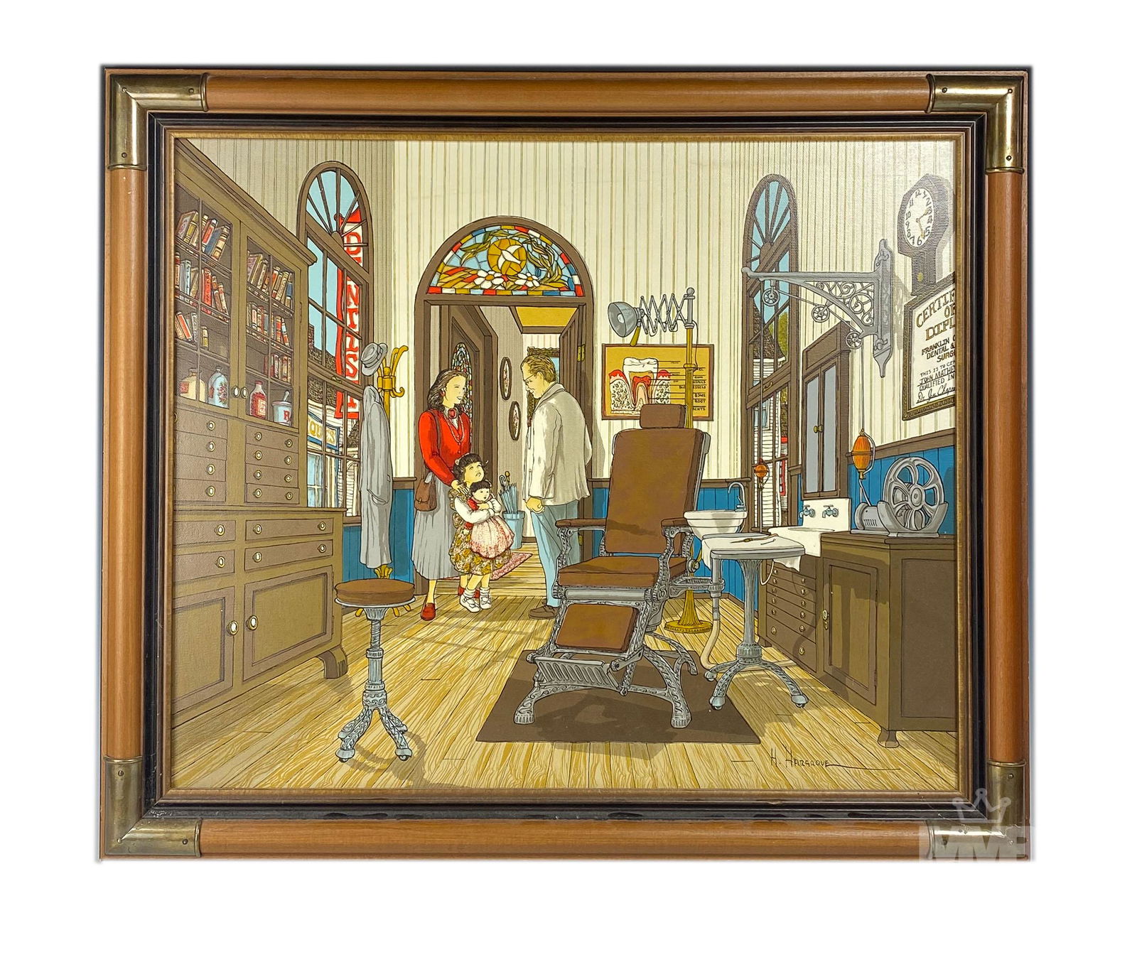 H Hargrove b.1941 Signed Dentist Office Serigraph (1 of 4)