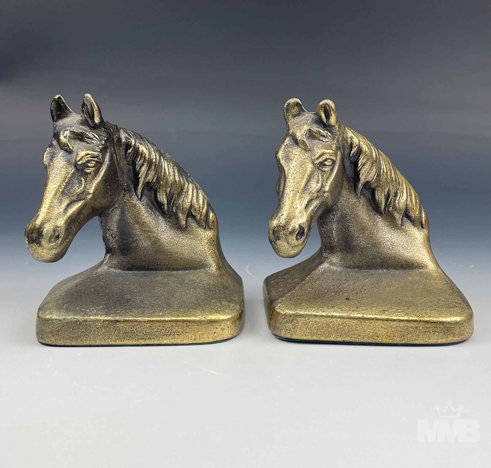 Pair of Bronze Horse Head Equestrian Bust Bookends (1 of 5)
