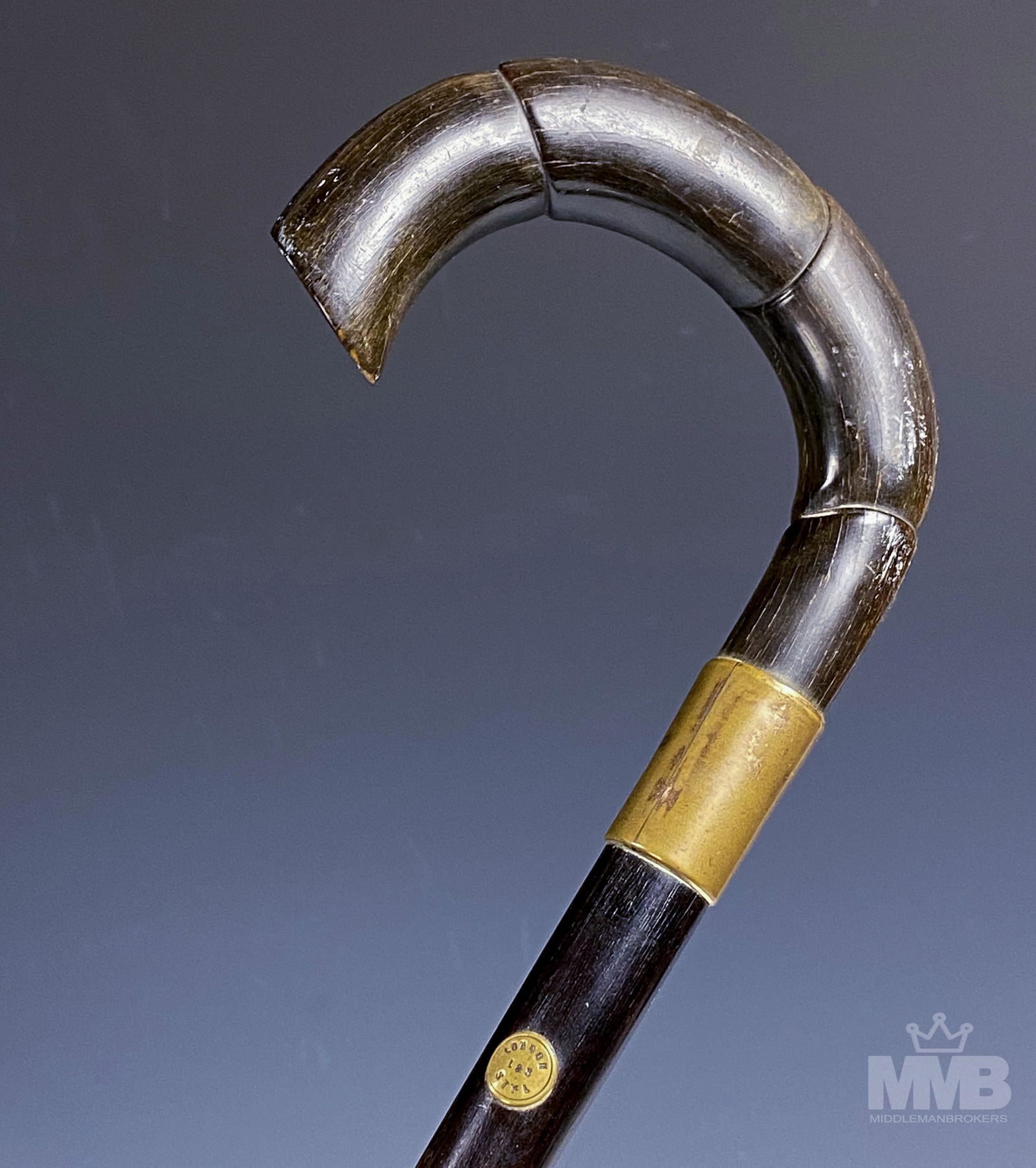 Victorian English 35" Bull Horn Cane Walking Stick (1 of 4)