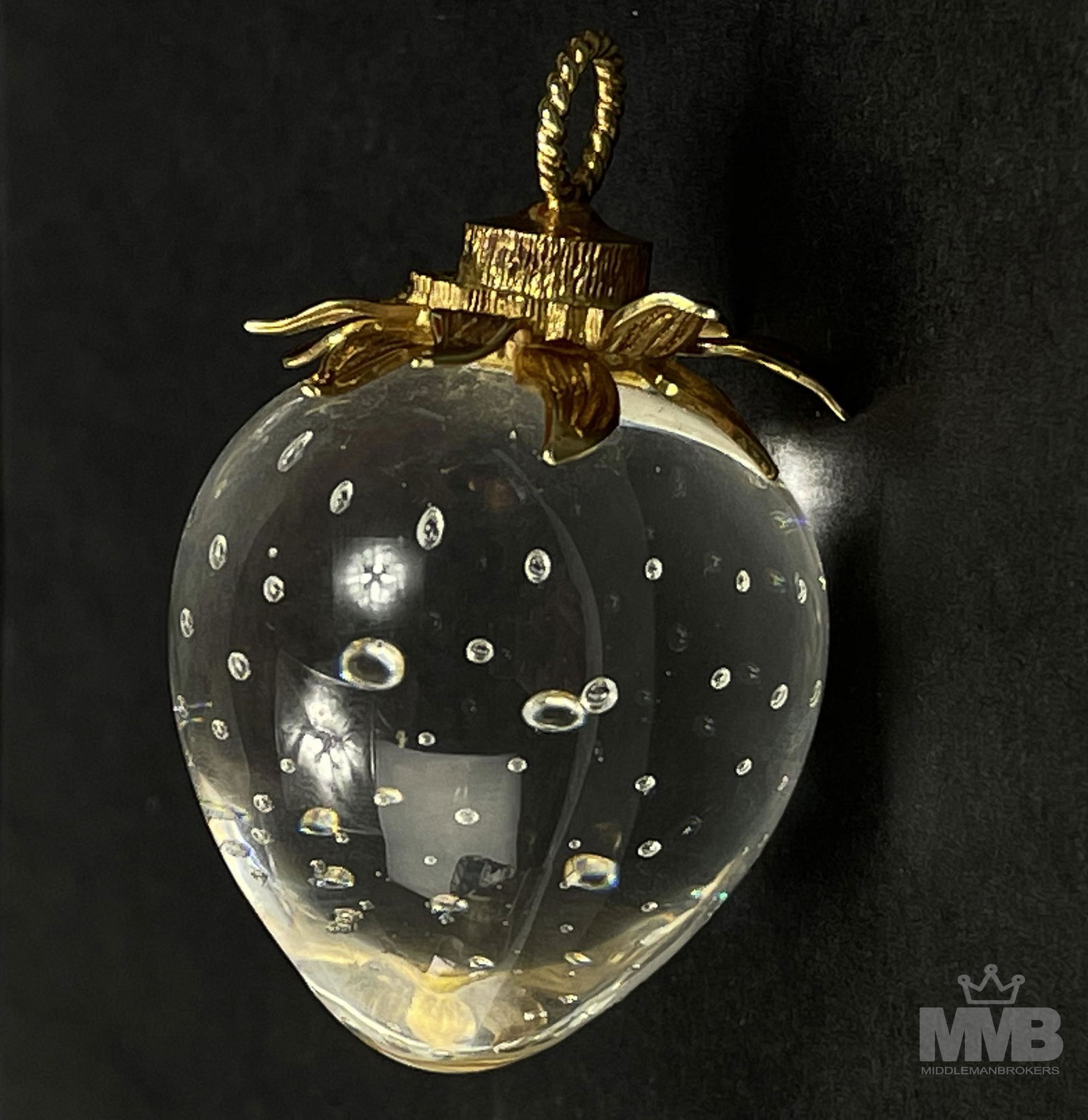 Steuben Crystal w/ 18K Gold Top Strawberry Pendant (1 of 4)