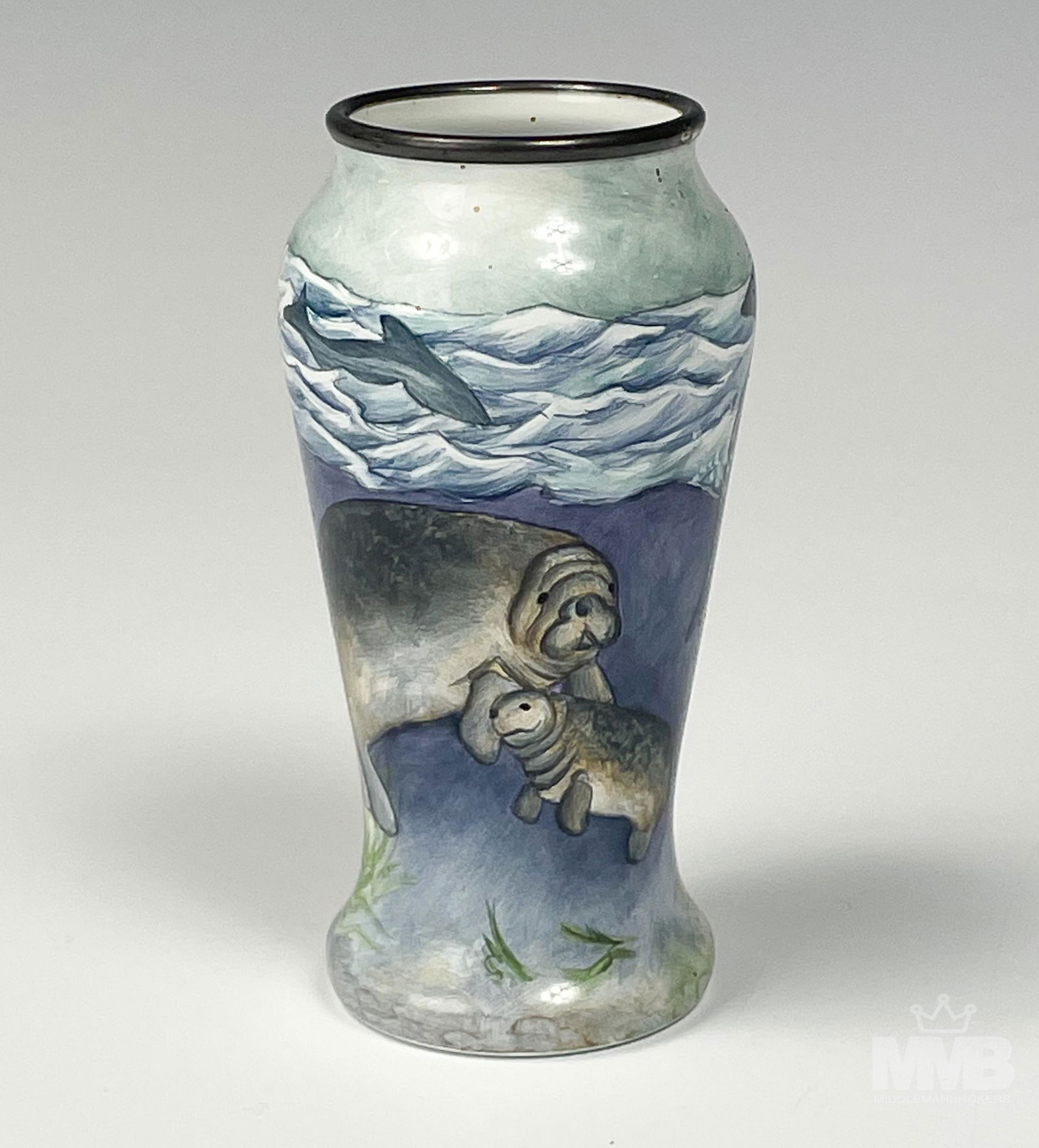 Moorcroft Manatee Calf Dolphin LE Enamel Bud Vase (1 of 5)