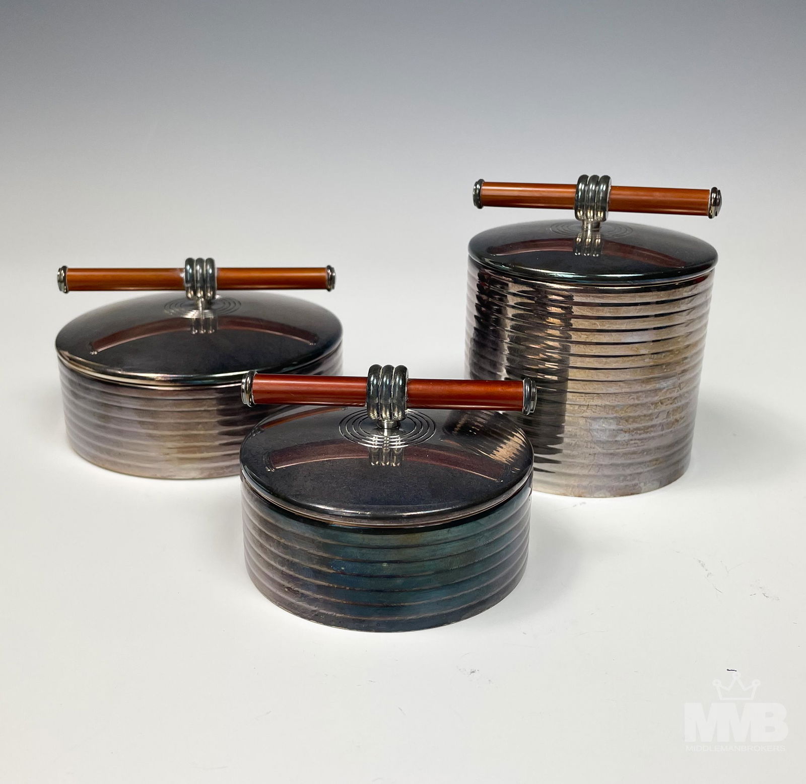 3 pc Christofle French Silver Plate Art Deco Boxes (1 of 5)