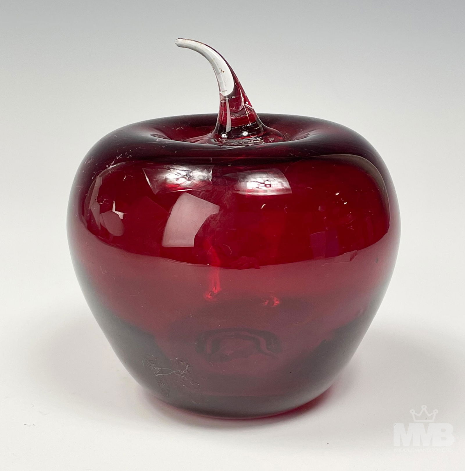 Signed Richard Blenko Blown Glass Apple Sculpture (1 of 4)