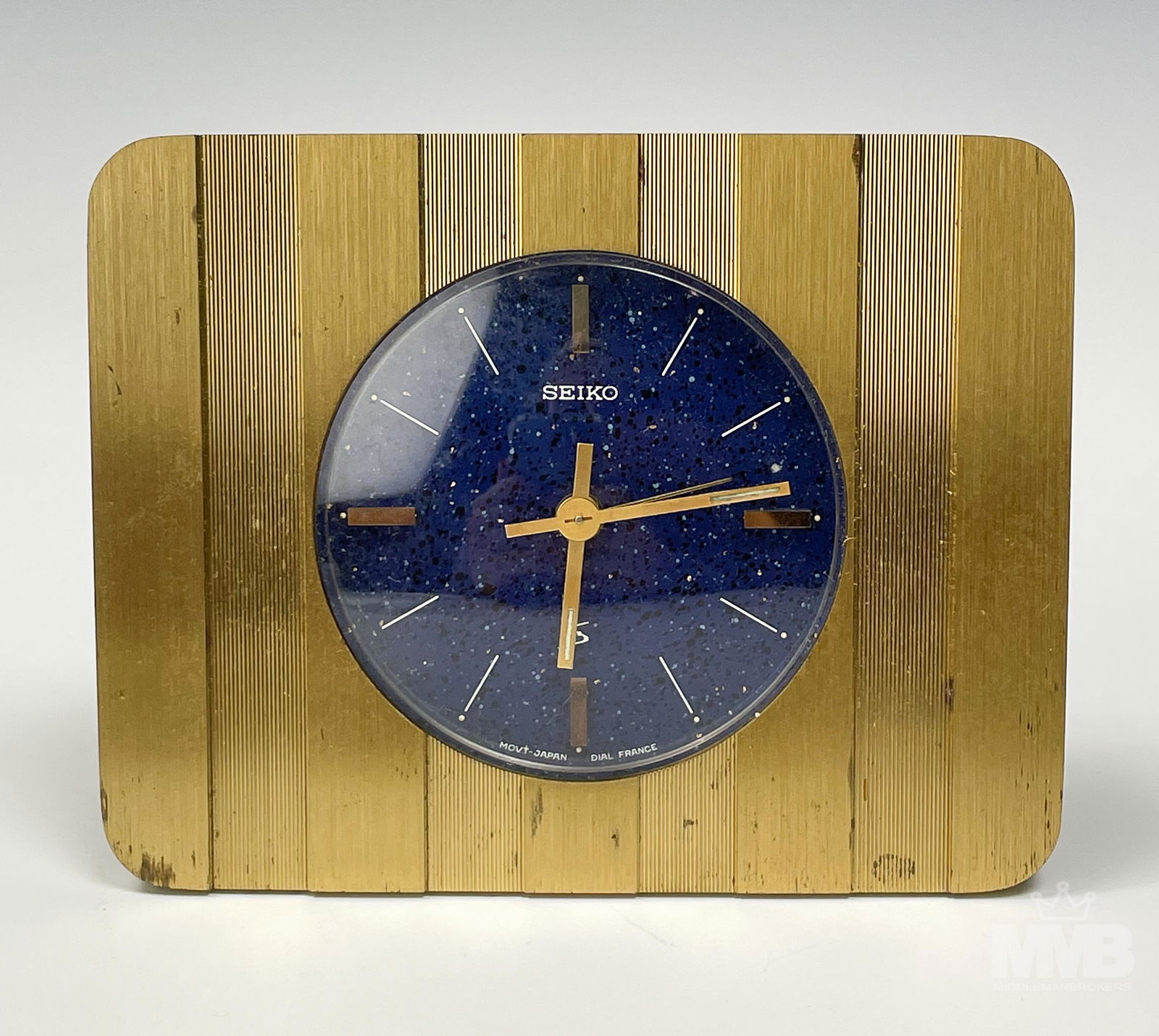 Seiko Art Deco Lapis Lazuli Gilt Brass Desk Clock (1 of 5)