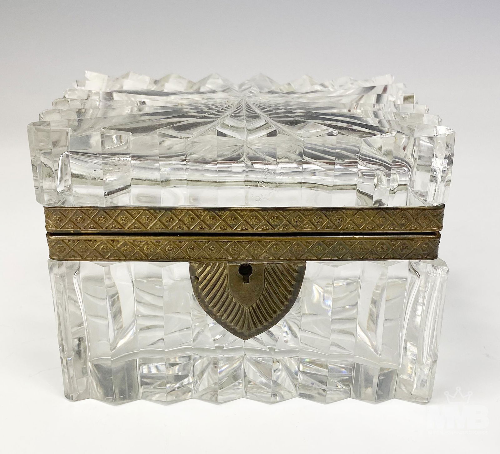 Baccarat Style Art Deco Hinged Crystal Jewelry Box (1 of 8)