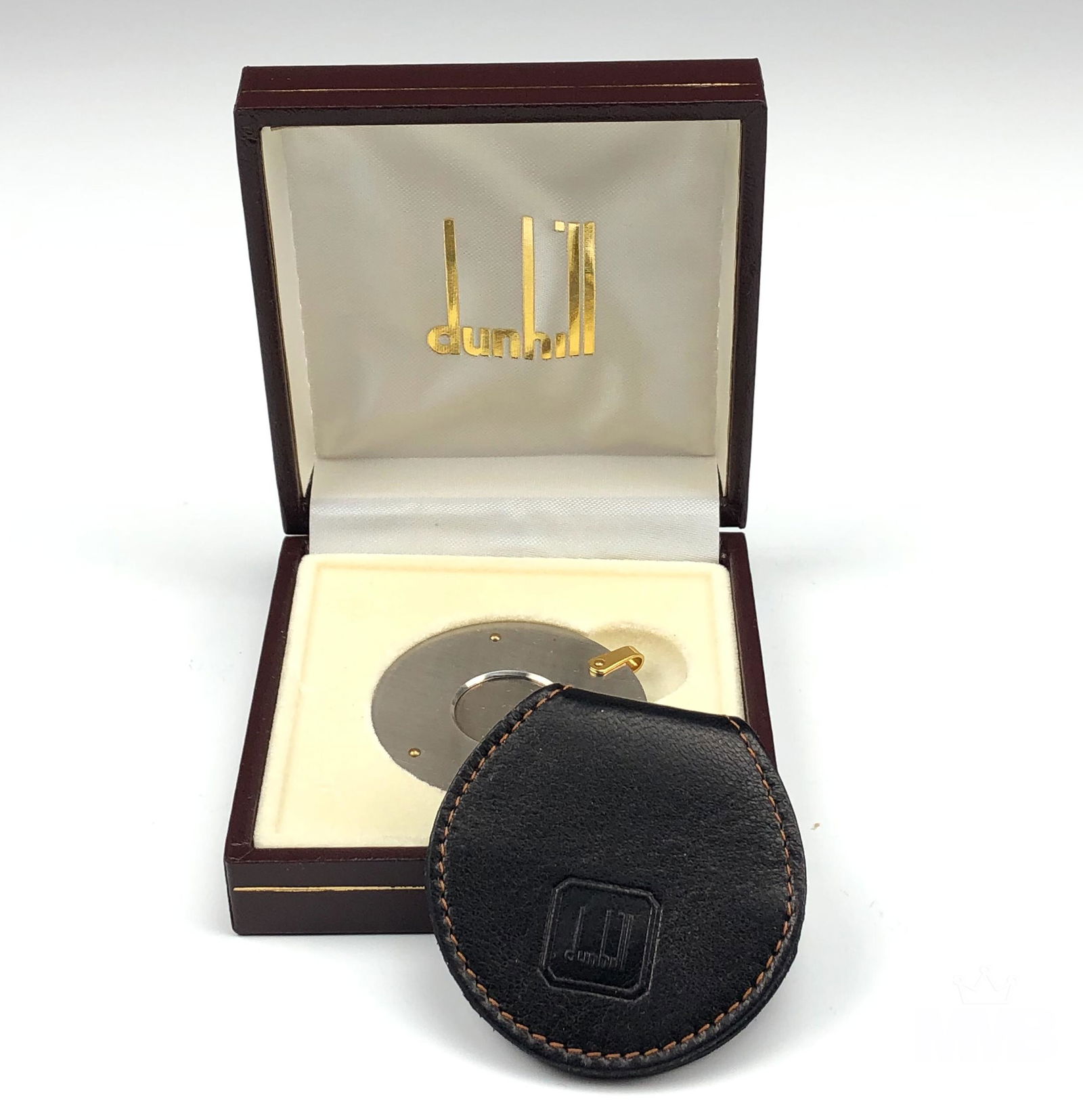 Dunhill Steel Gold Plate Cigar Cutter Pouch & Box (1 of 2)