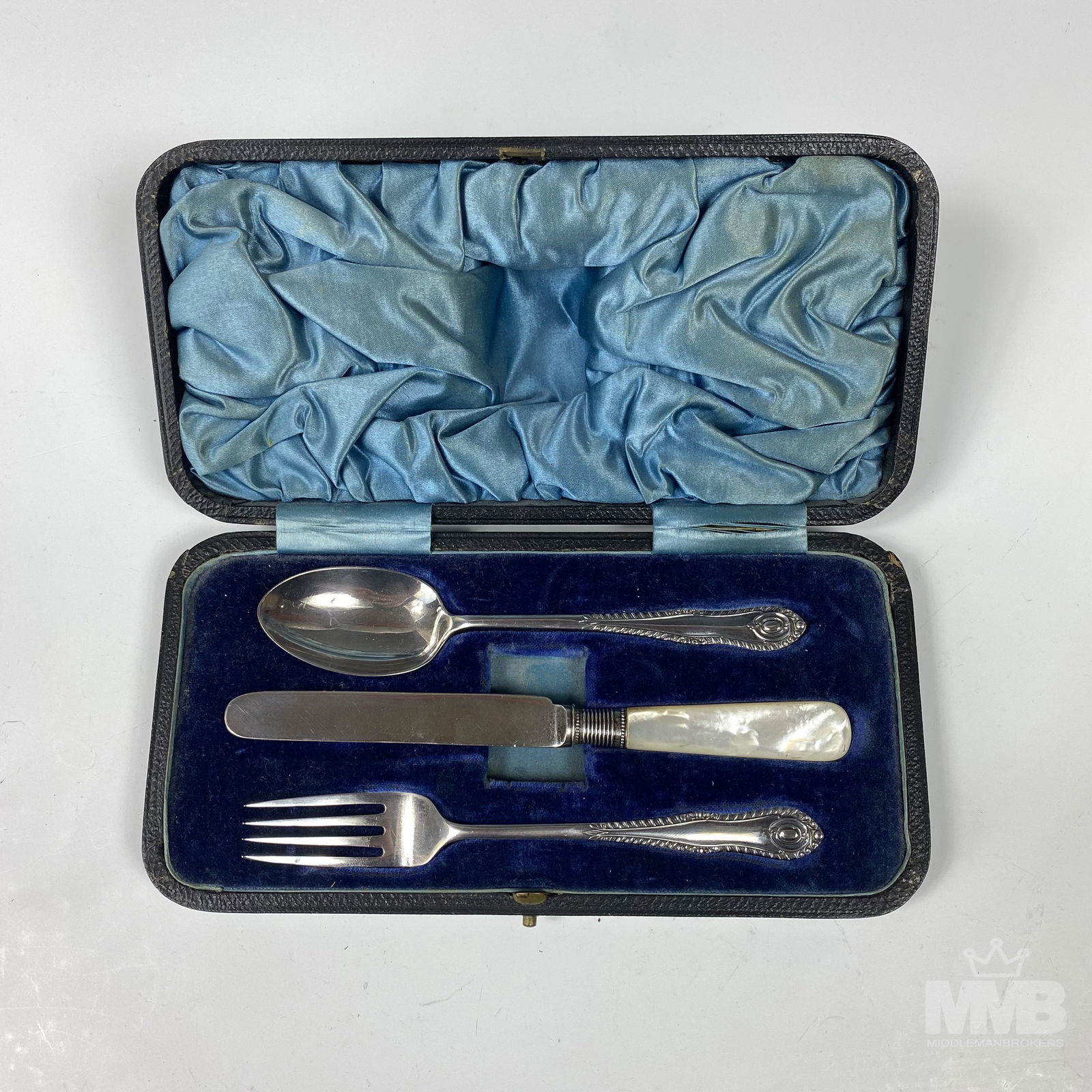 English Sterling Christening Fork Spoon Knife Set (1 of 6)
