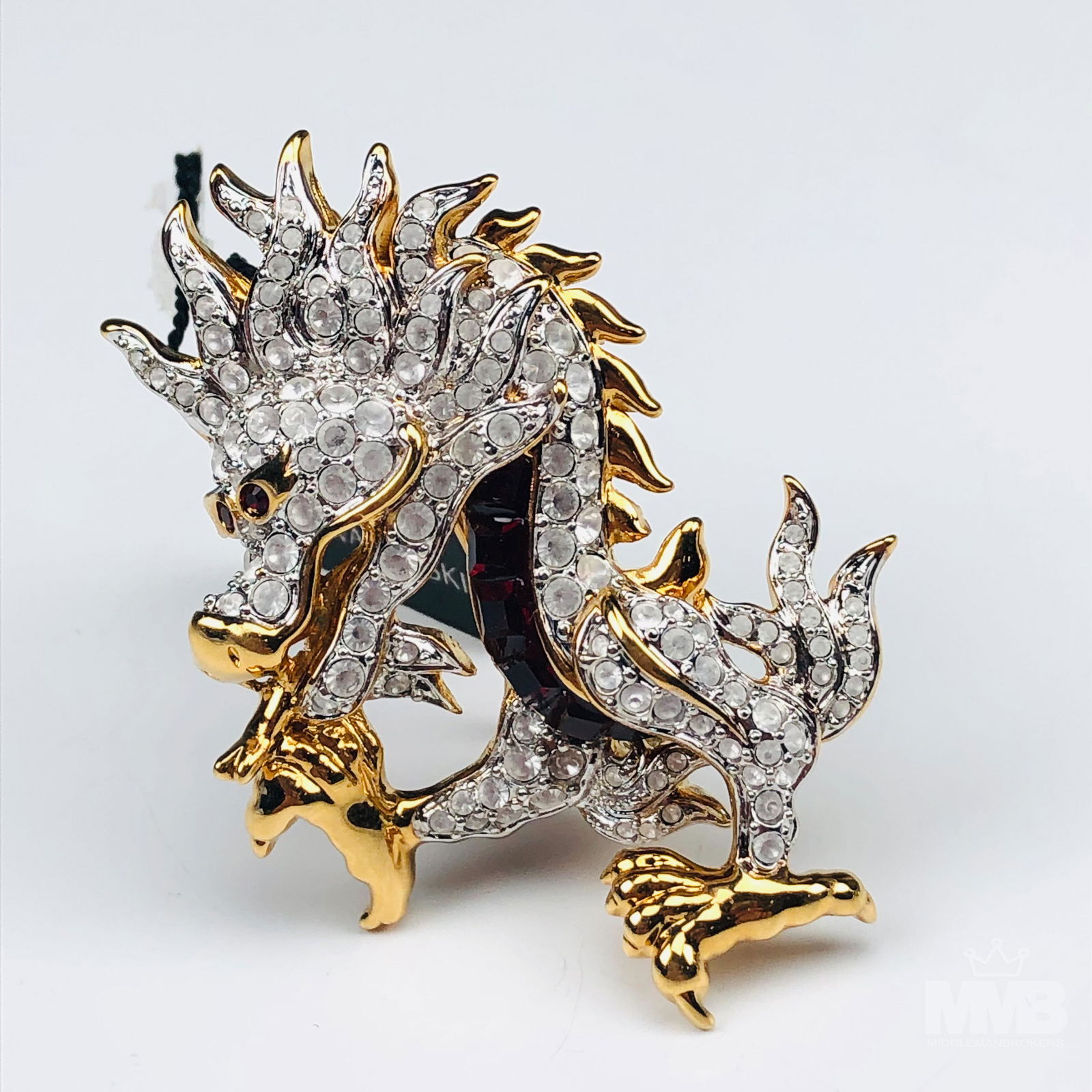 Swarovski Crystal Fire Breathing Dragon Brooch Pin (1 of 3)