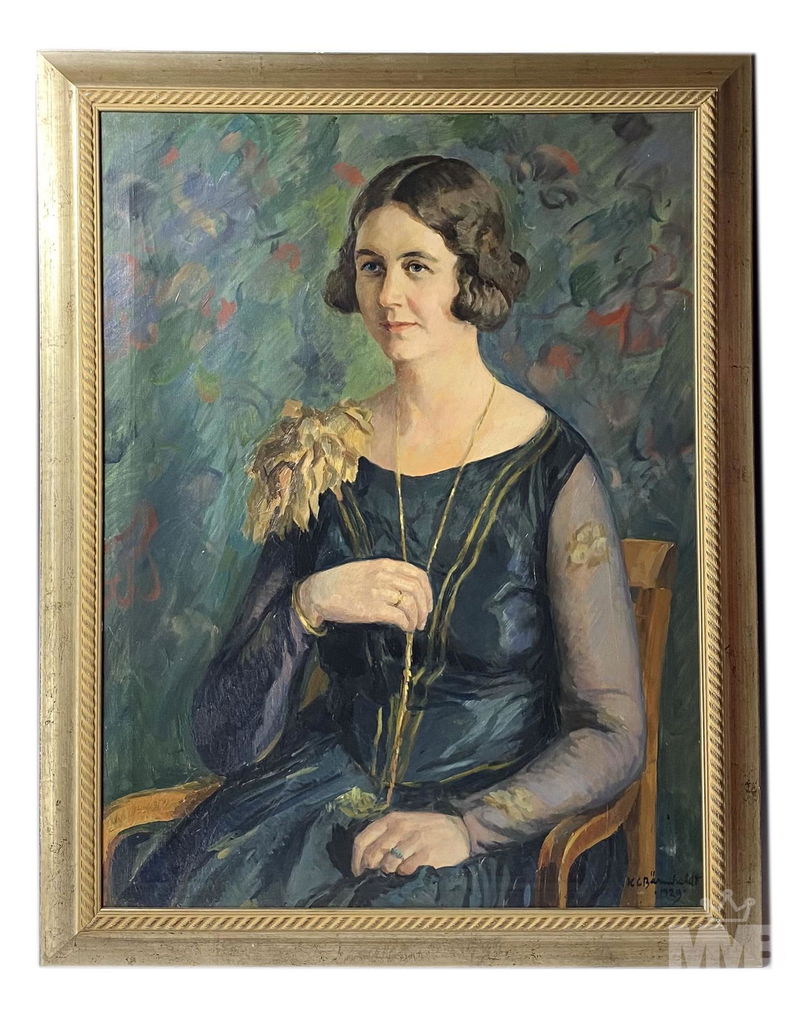 Figural Art Portrait of Jazz Age Lady Oil Painting (1 of 5)