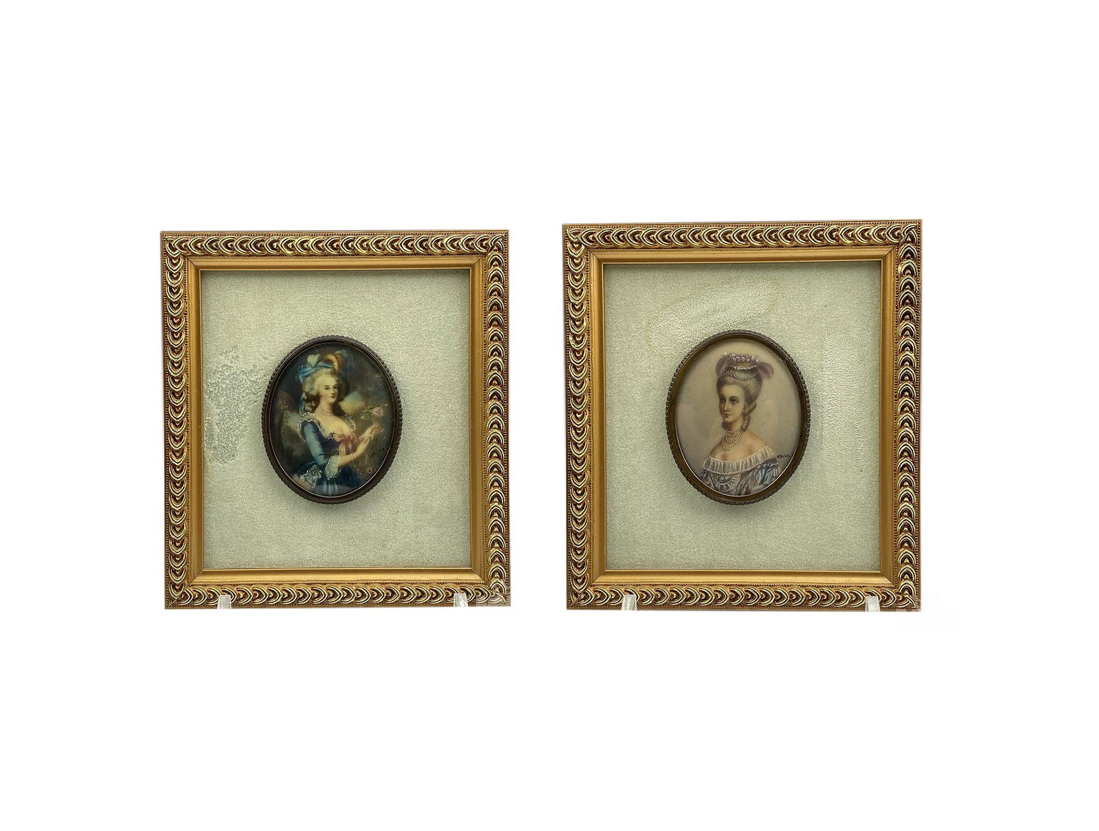 Pr Antique Victorian Women Mini Portrait Paintings (1 of 7)