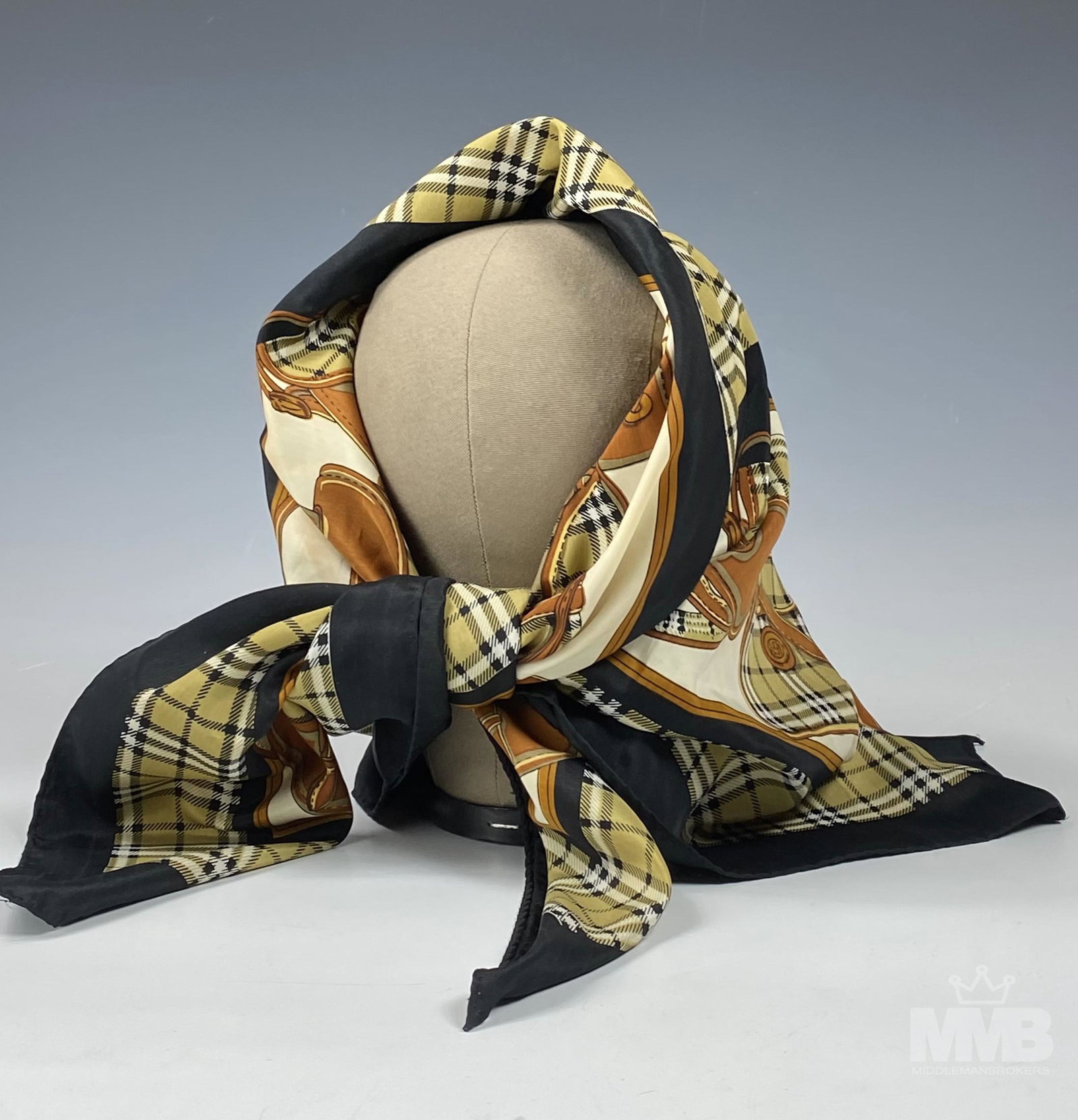 Burberrys Luxury Designer Monogram Silk Scarf Wrap (1 of 11)