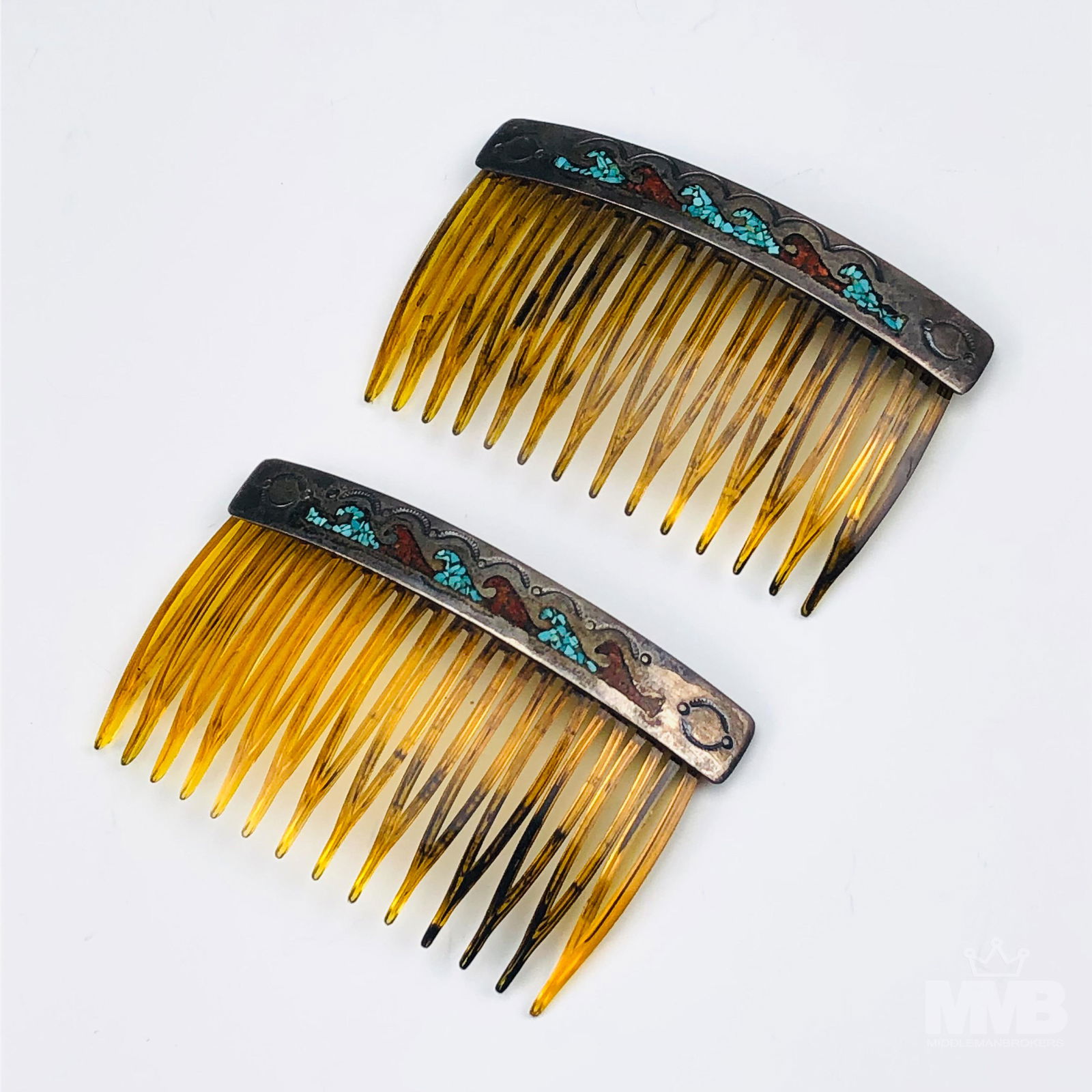 Native American Navajo Sterling Silver Hair Combs (1 of 3)