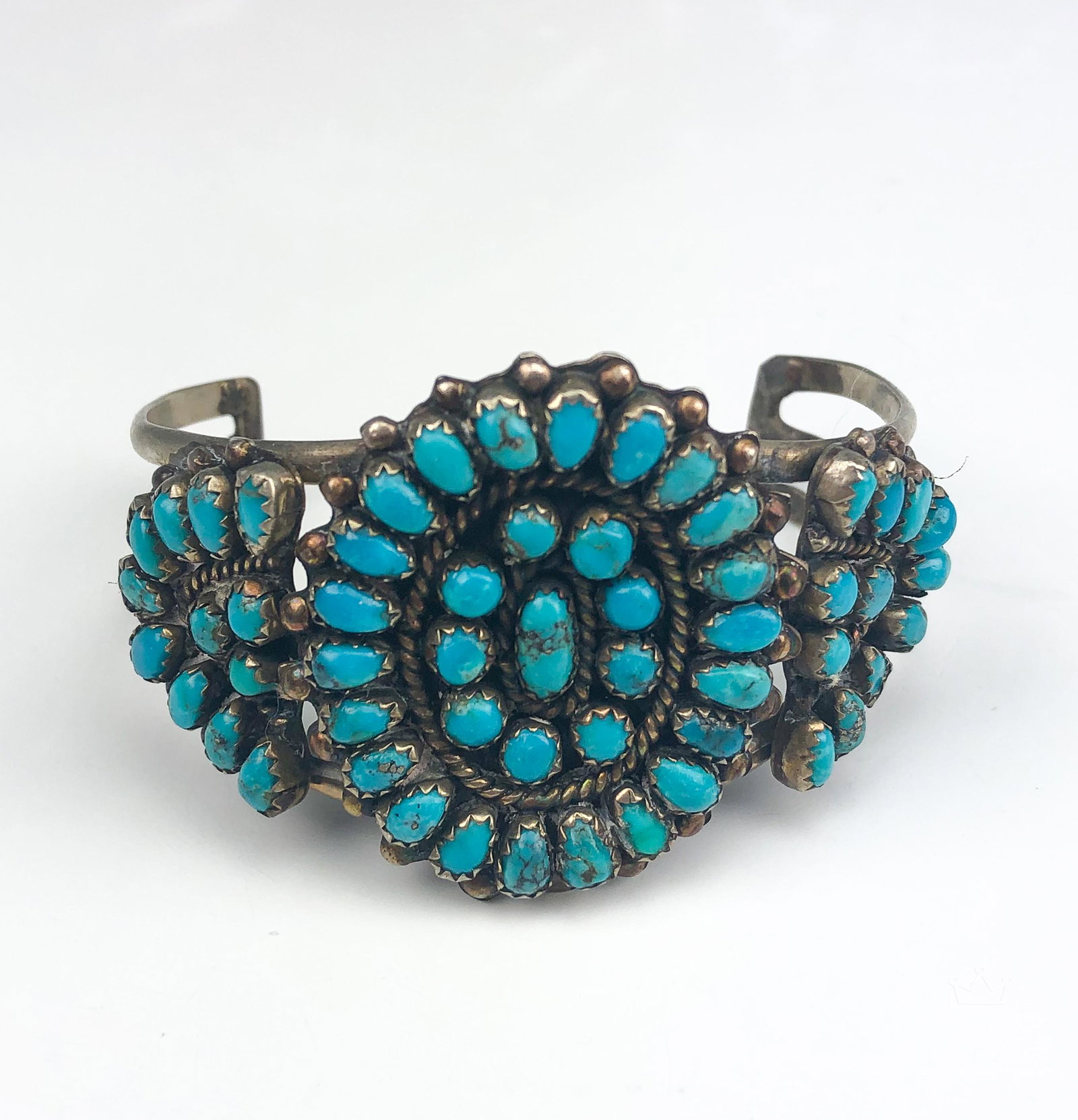 Old Pawn Navajo Turquoise Silver Cuff Bracelet (1 of 5)