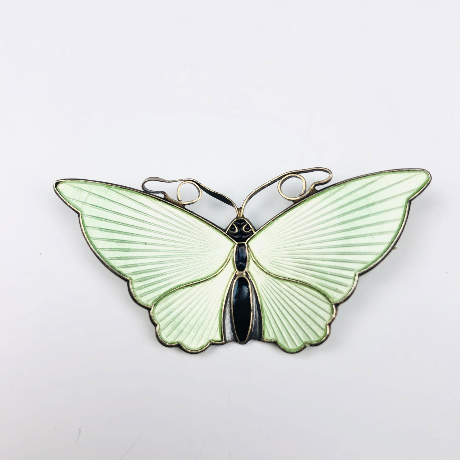 Sterling Silver Green Enamel Butterfly Pendant Pin (1 of 4)