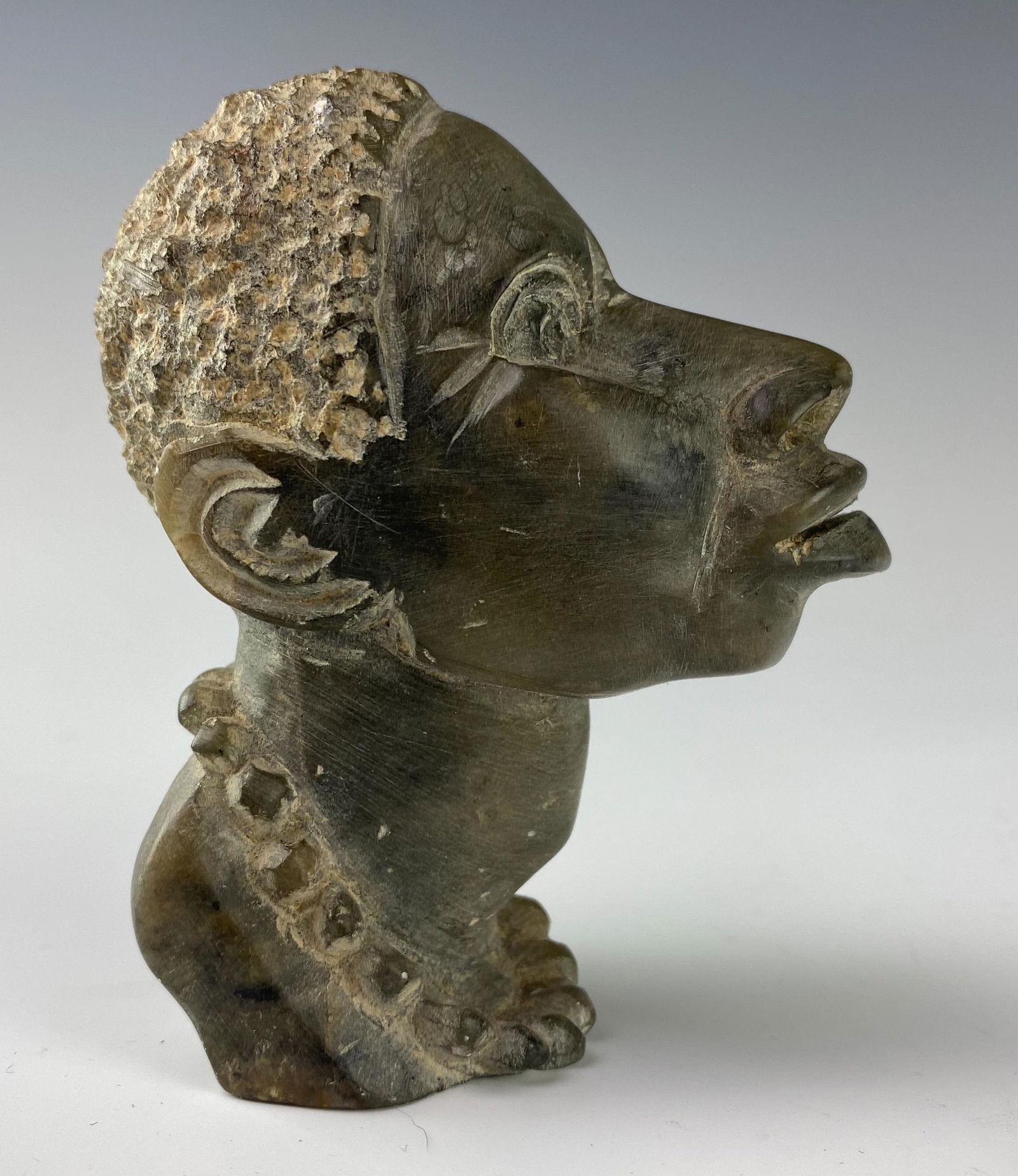 Carved Tribal African Hardstone Head Bust Statue (1 of 5)